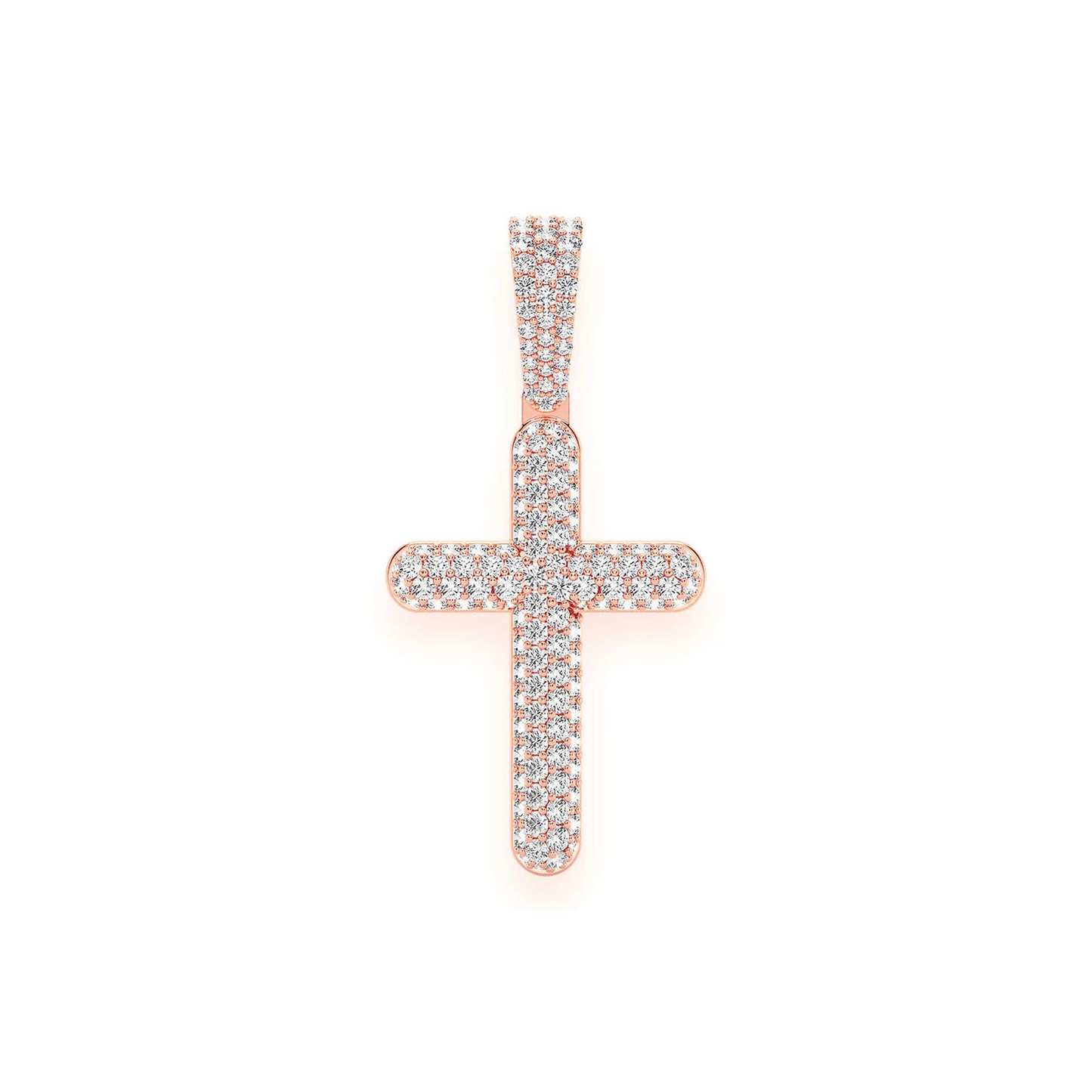 Bubbly Diamond Cross Pendant in 14K rose gold, Standard | 1.10ctw, front view