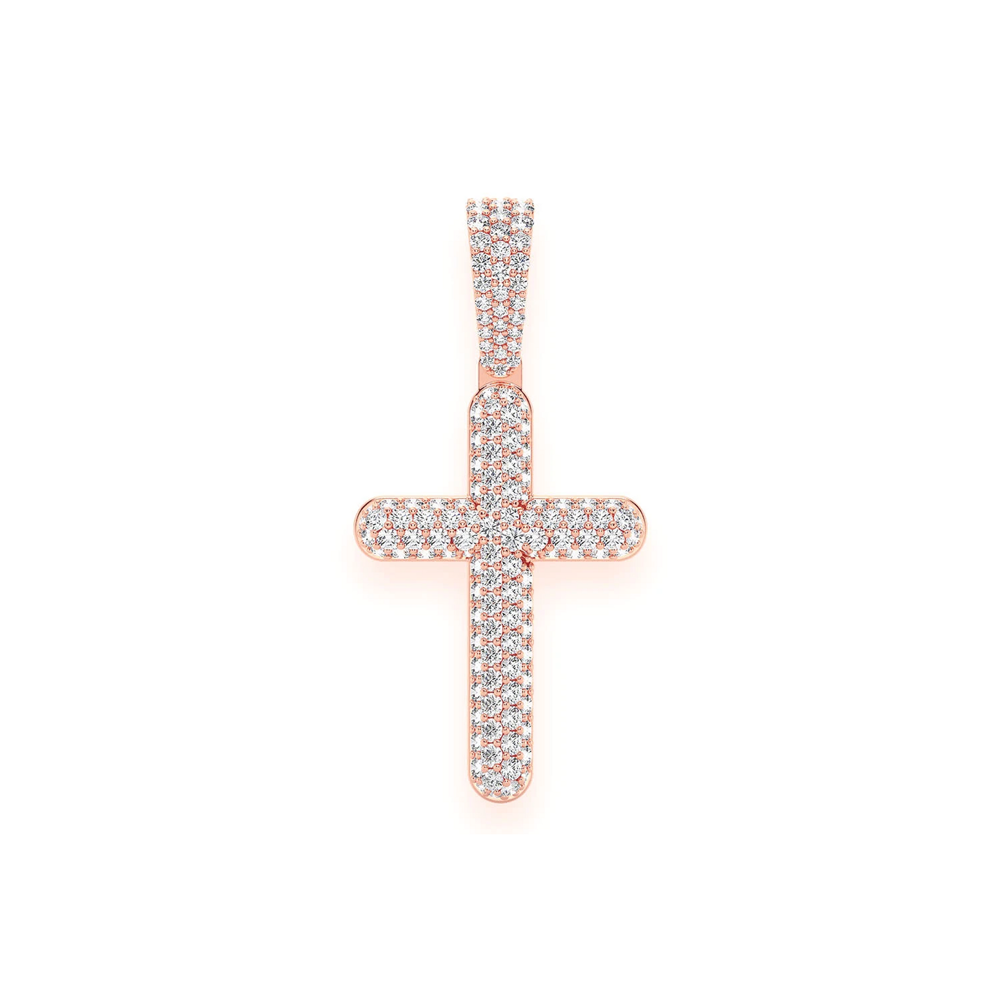 Bubbly Diamond Cross Pendant in 14K rose gold, Standard | 1.10ctw, front view