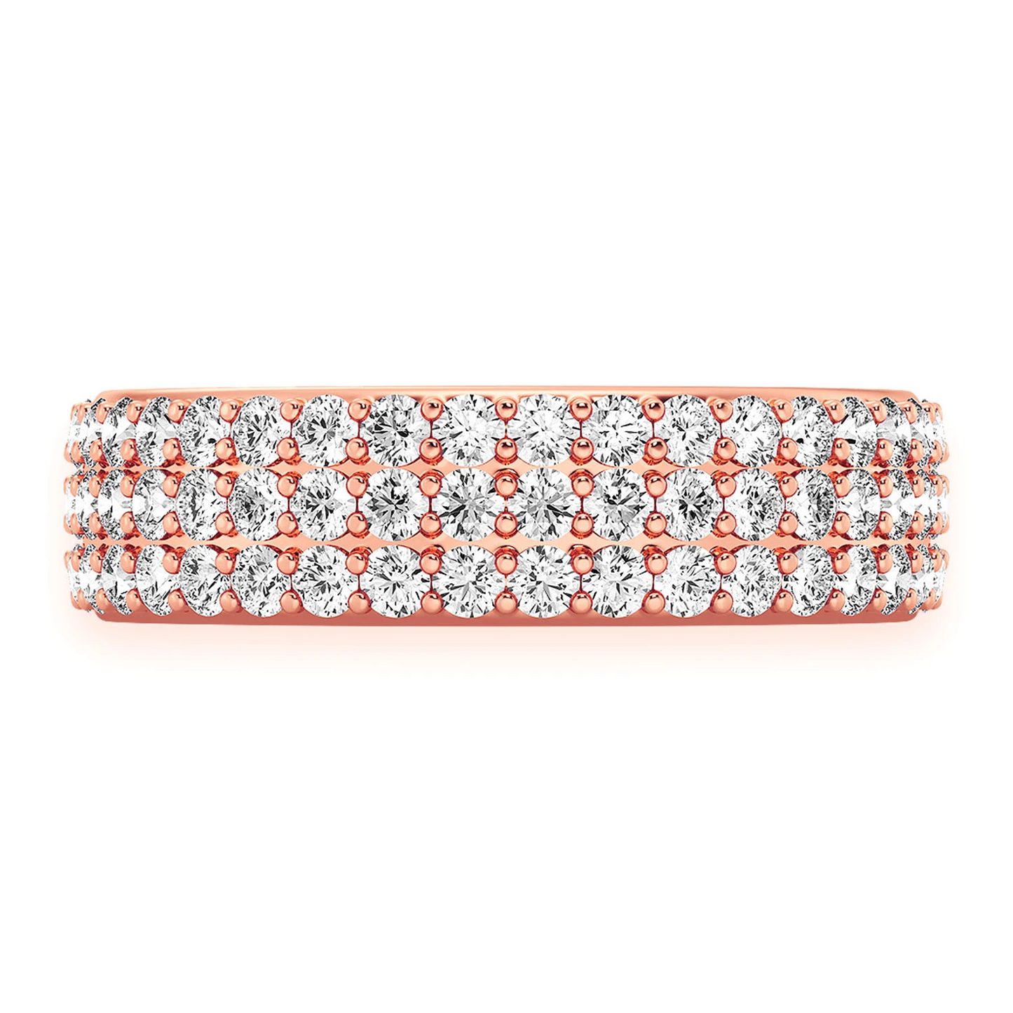 Three Row Band Ring in 14K rose gold, front view