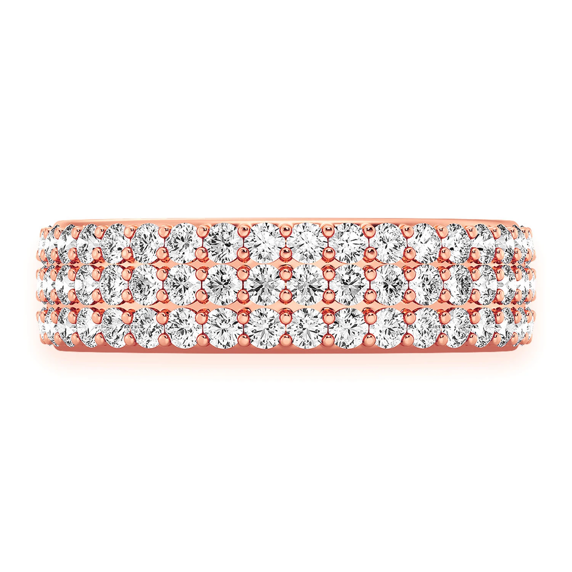 Three Row Band Ring in 14K rose gold, front view