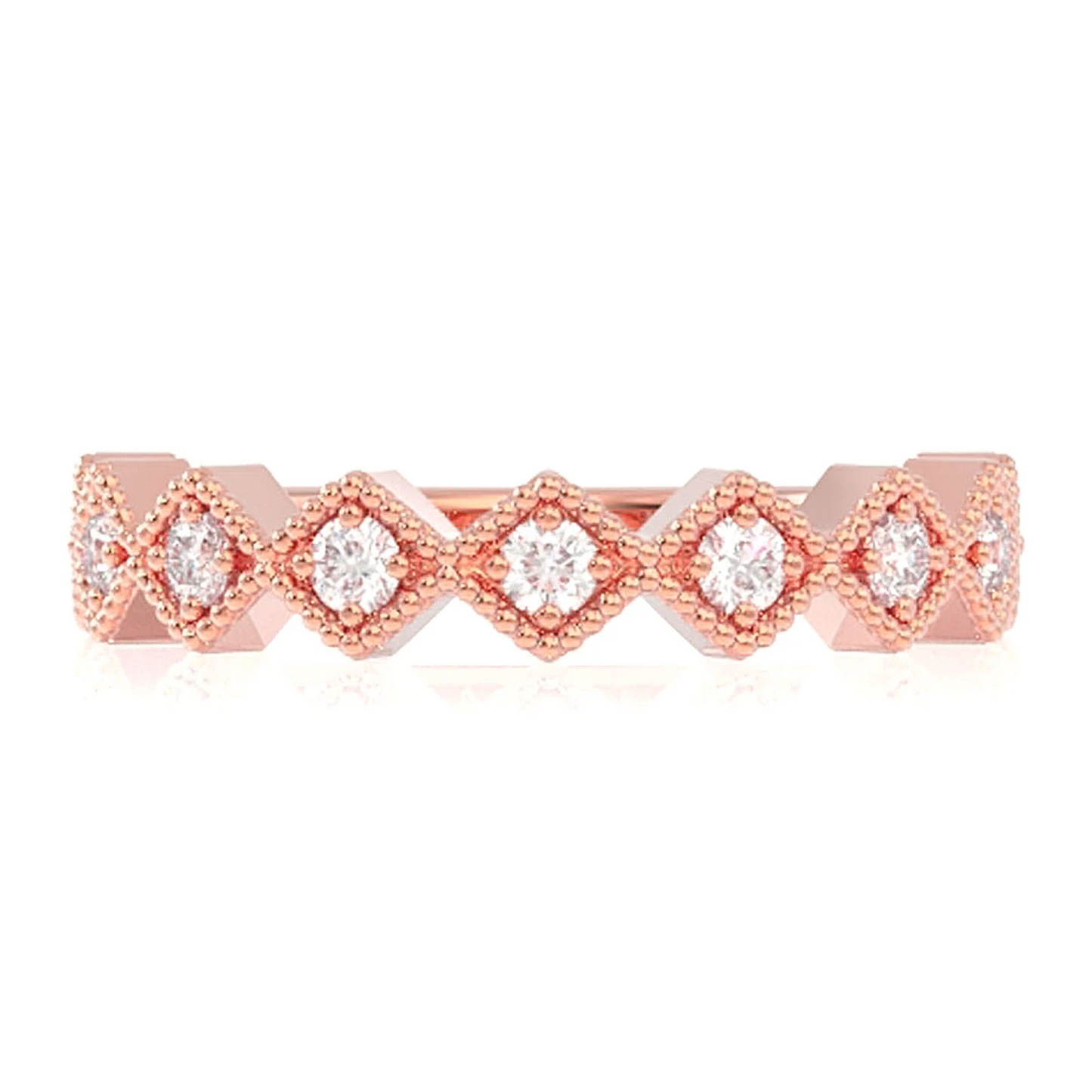 Slim Diamond Stackable Ring in 14K rose gold, front view
