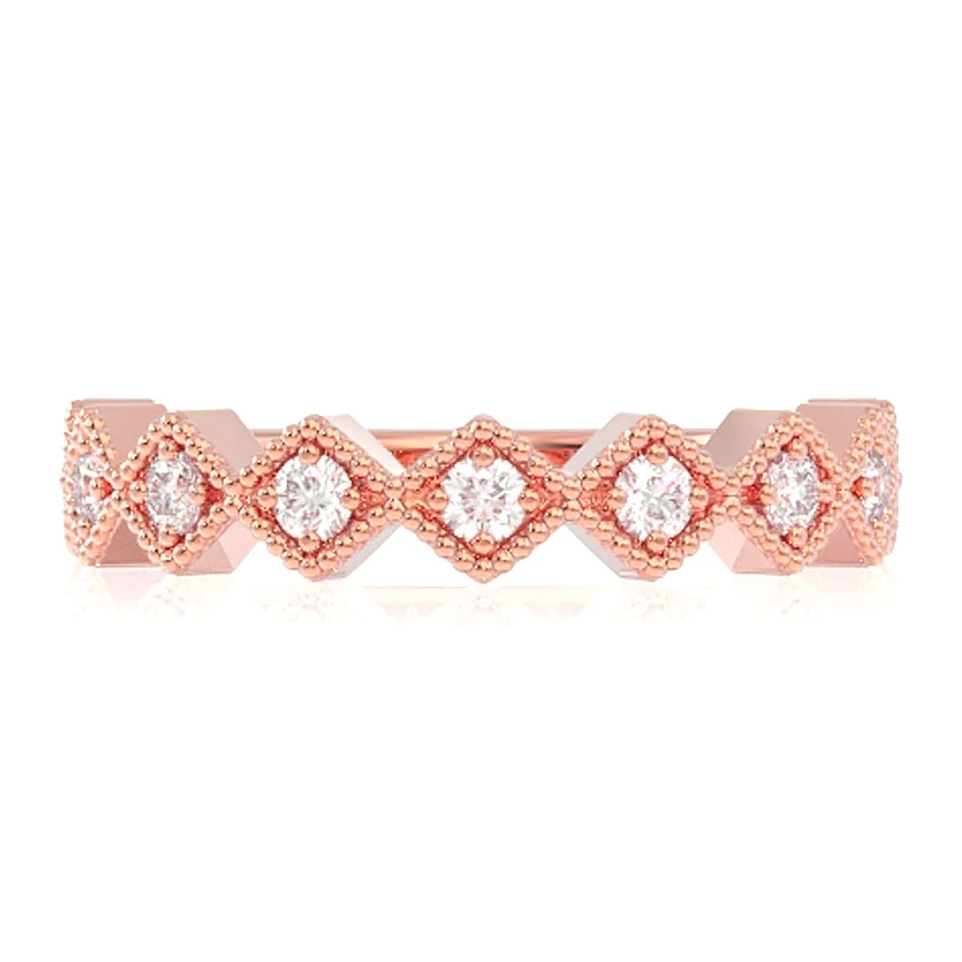 Slim Diamond Stackable Ring in 14K rose gold, front view