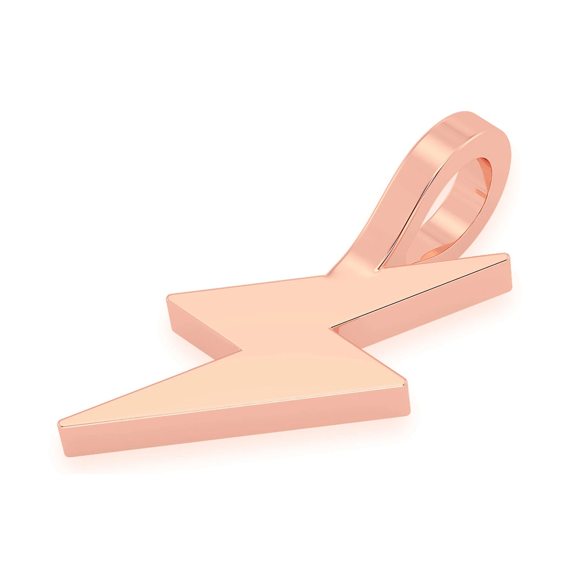 Lightning Bolt Diamond Pendant in 14K rose gold, Pure | Solid Gold, detail view