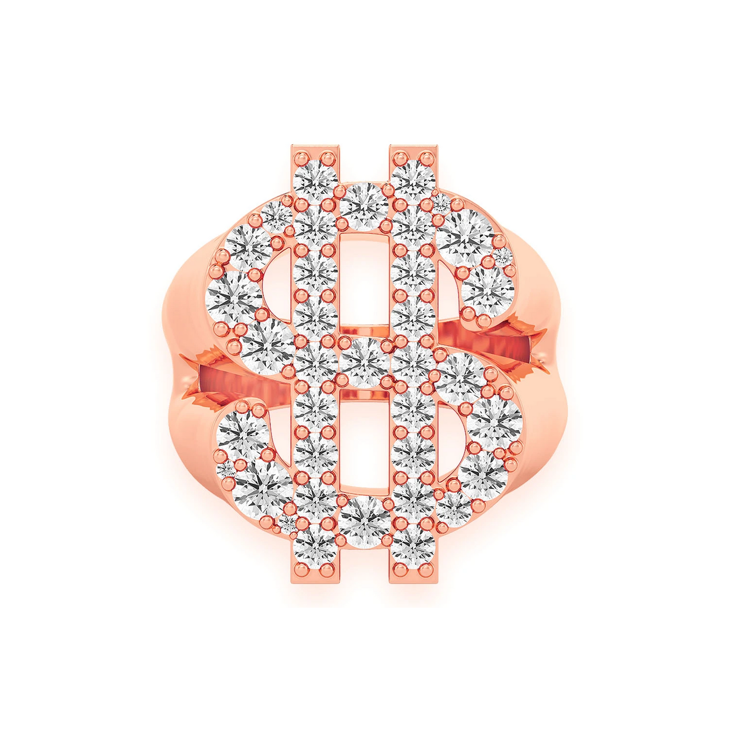 Dollar Sign Signet Ring in 14K rose gold, front view
