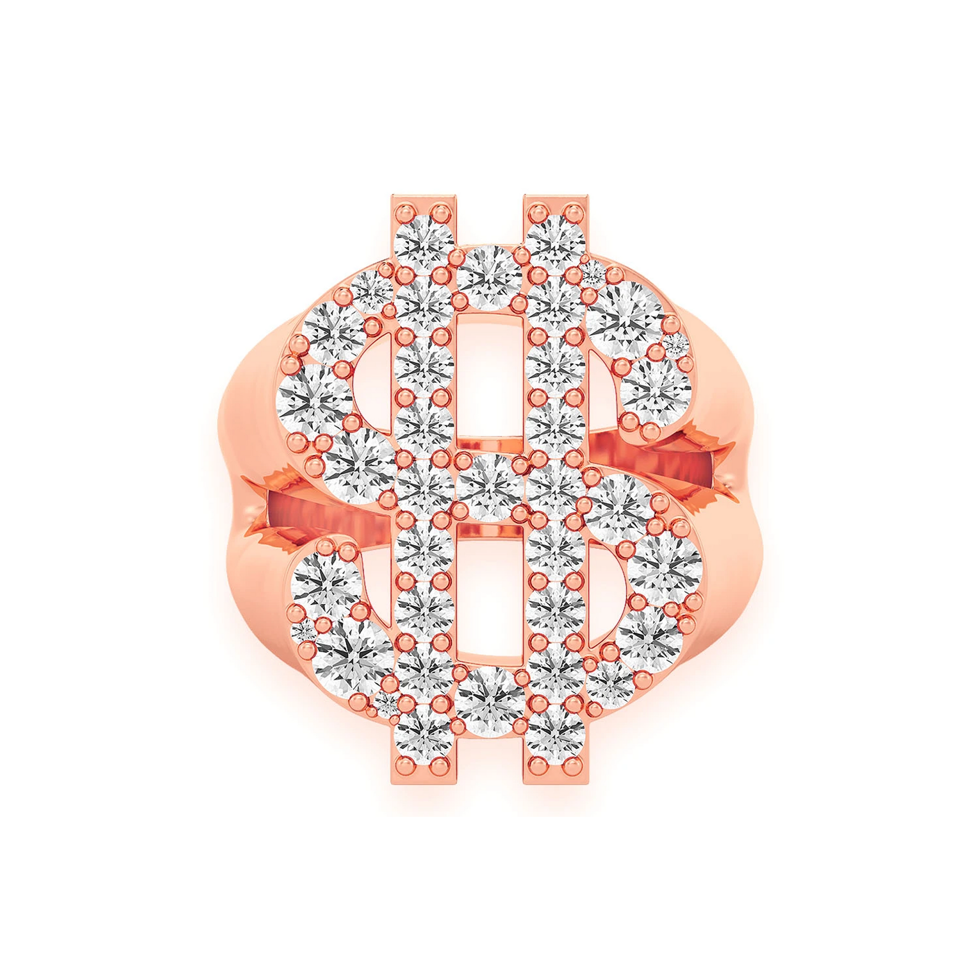 Dollar Sign Signet Ring in 14K rose gold, front view