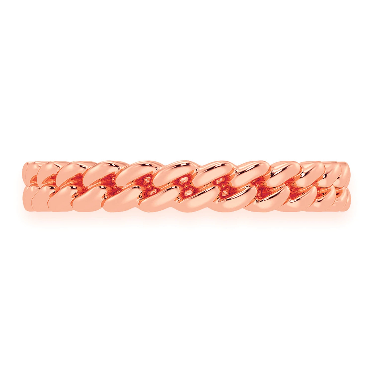 Solid Gold Cuban Ring in 14K rose gold, front view