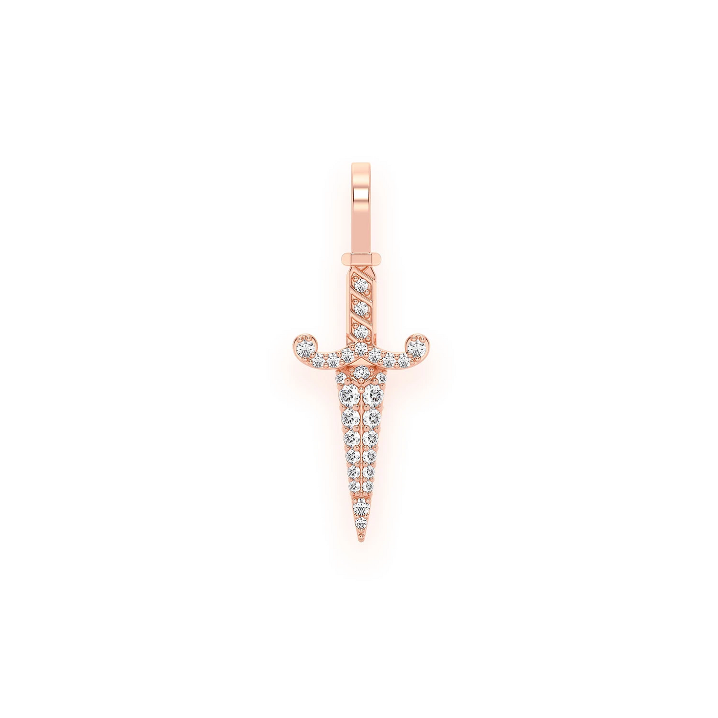 Dagger Pendant in 14K rose gold, Set | 0.20ctw, front view
