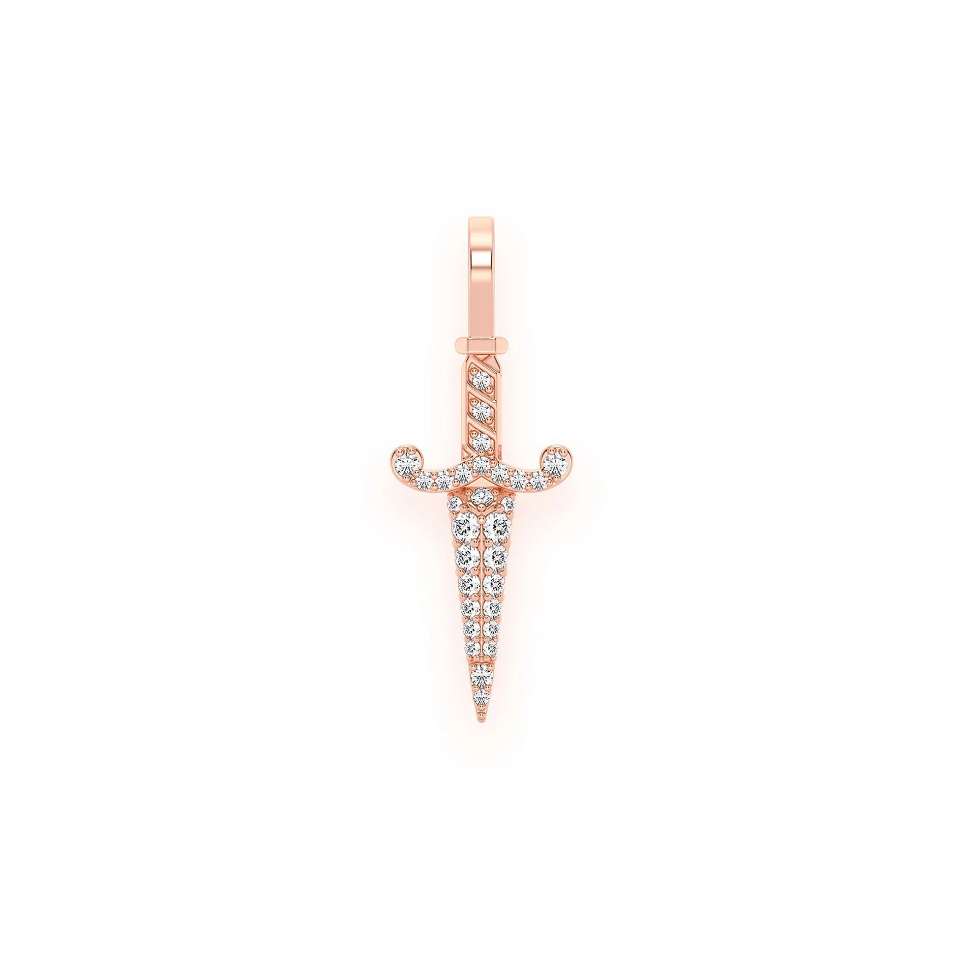 Dagger Pendant in 14K rose gold, Set | 0.20ctw, front view