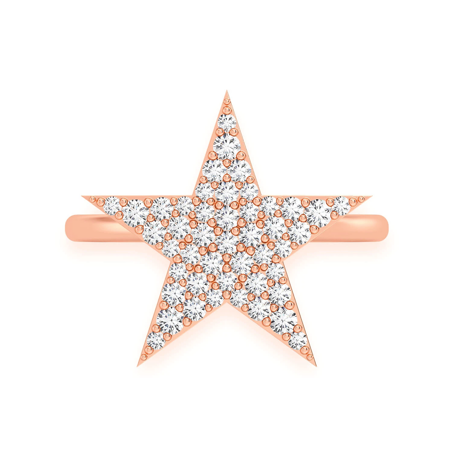 Five Point Star Diamond Ring in 14K rose gold, front view