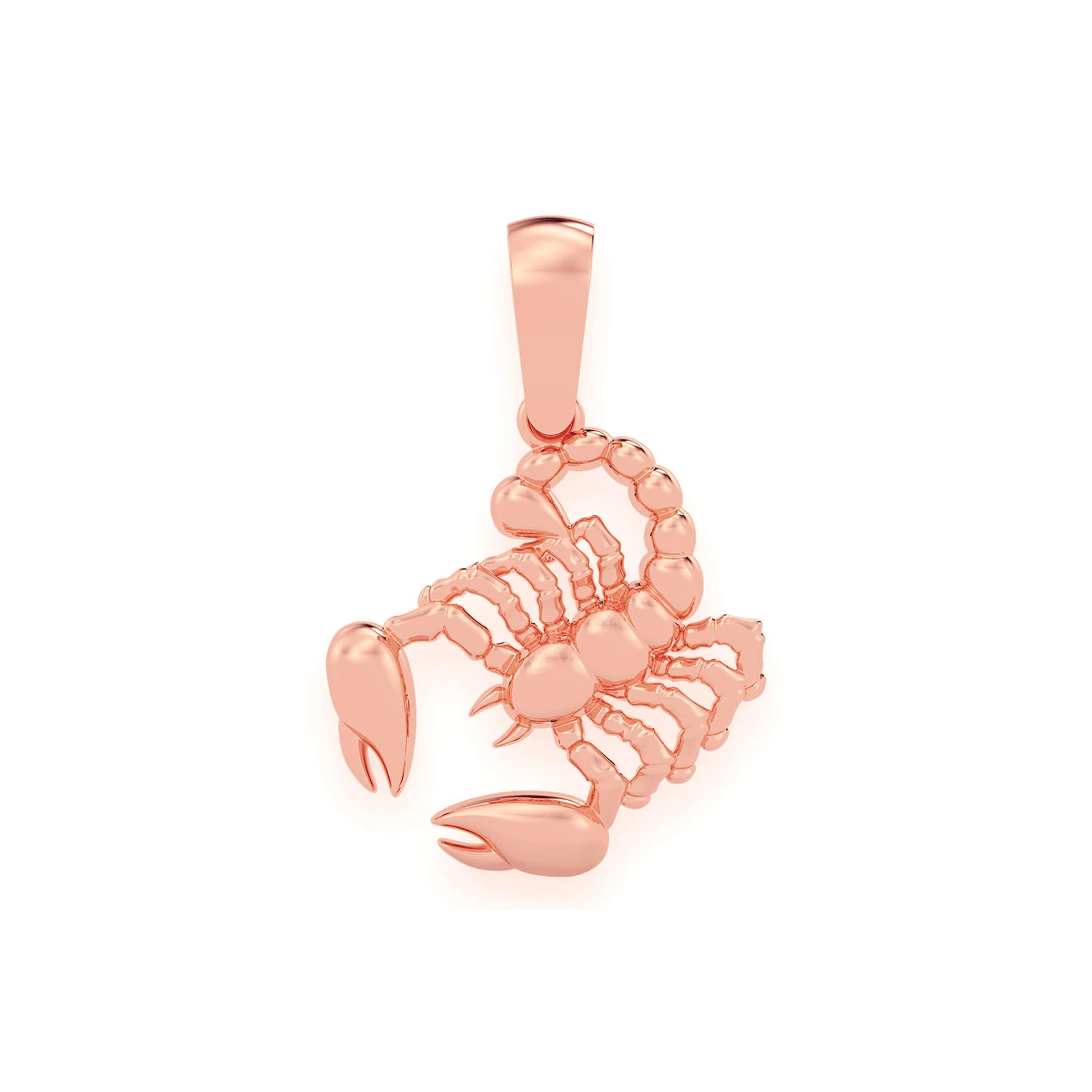 Scorpion Diamond Pendant in 14K rose gold, front view