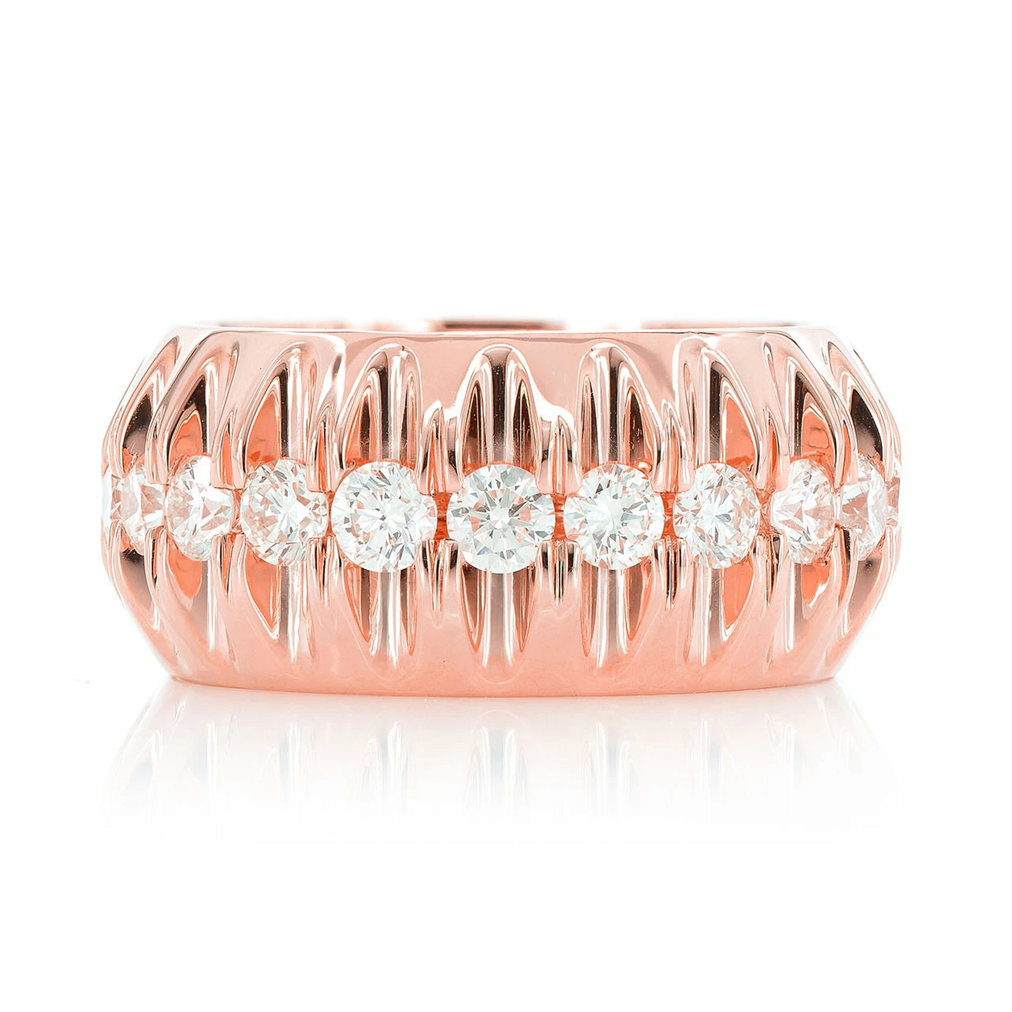 Stone Pyramid Set Ring in 14K rose gold, front view