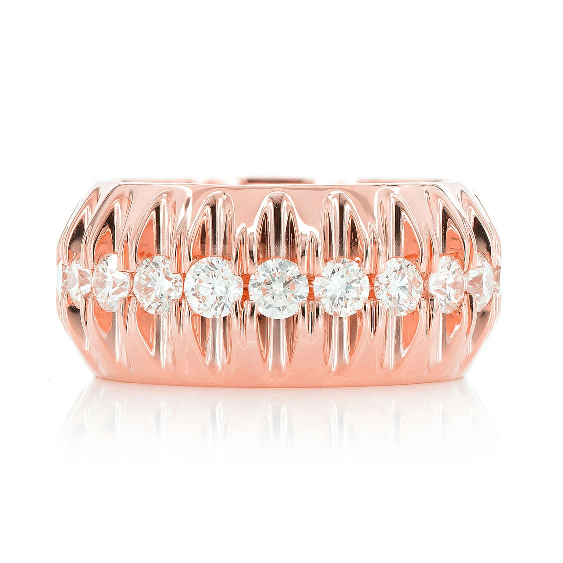 Stone Pyramid Set Ring in 14K rose gold, front view