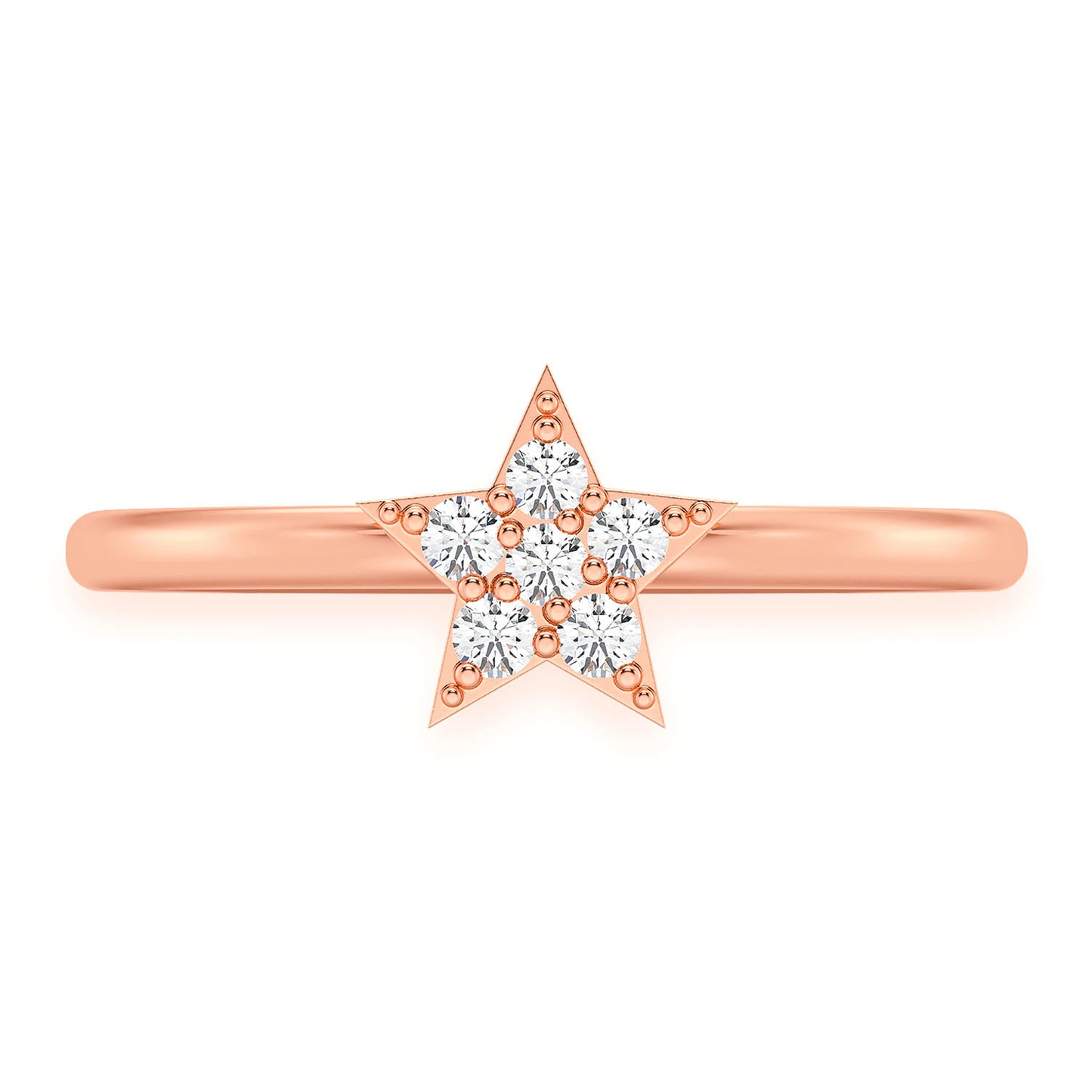 Petite Star Diamond Ring in 14K rose gold, front view