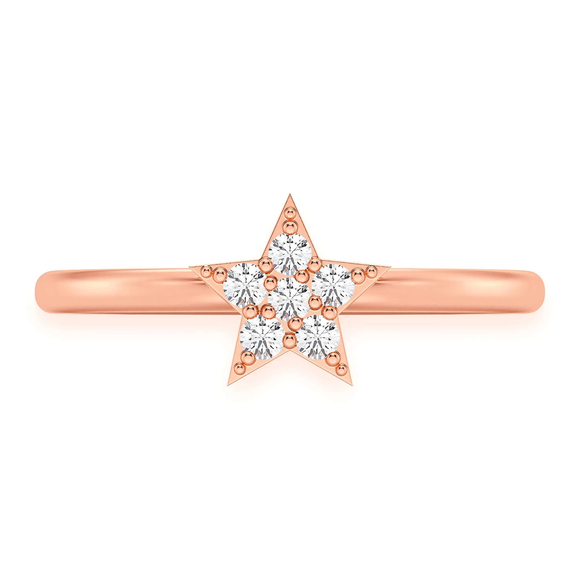 Petite Star Diamond Ring in 14K rose gold, front view