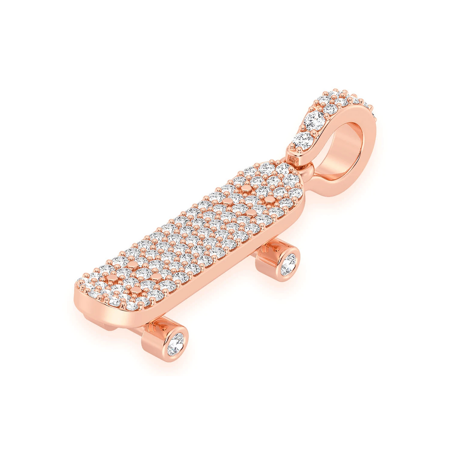 Skateboard Diamond Pendant in 14K rose gold, angled view