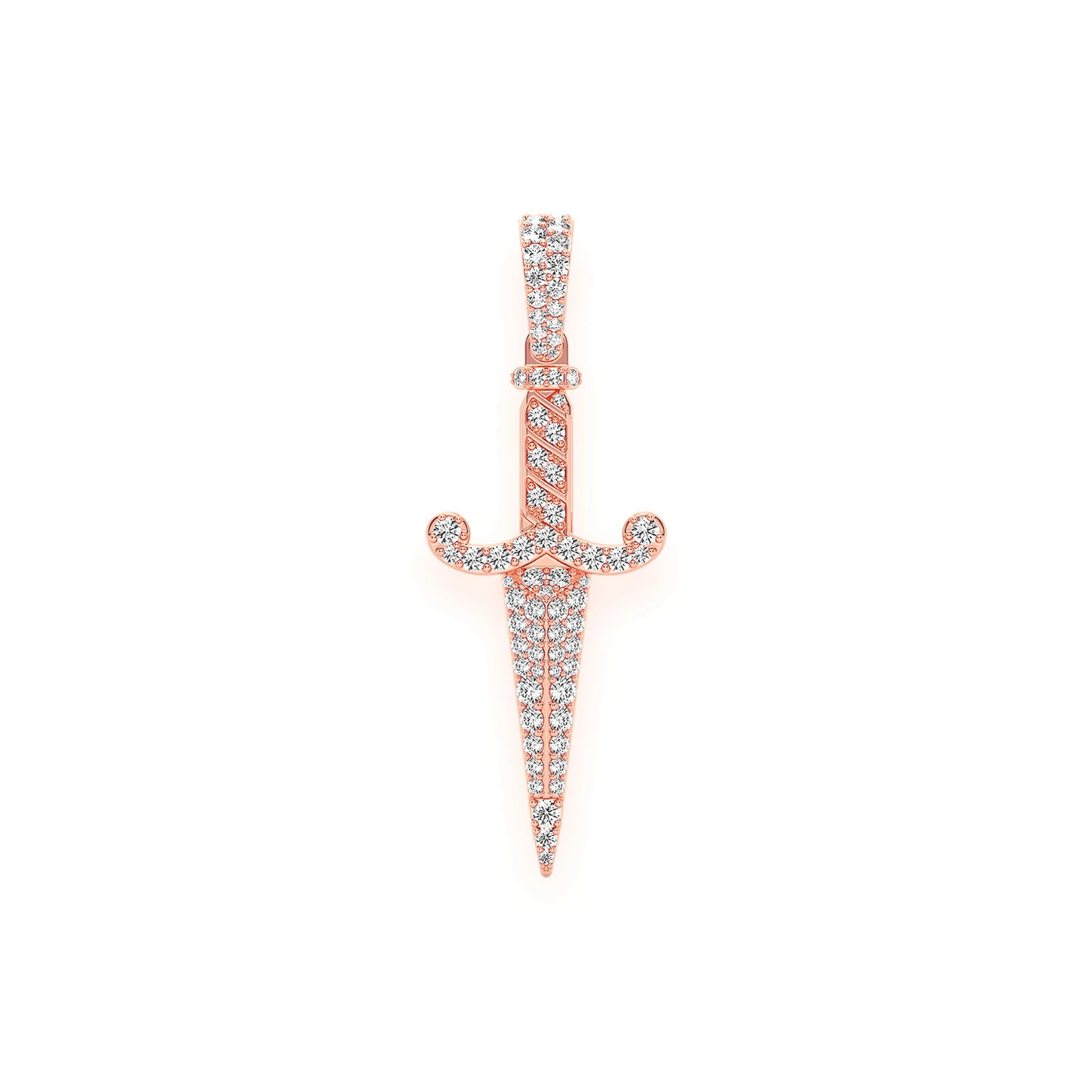Dagger Pendant in 14K rose gold, Statement | 1.50ctw, front view
