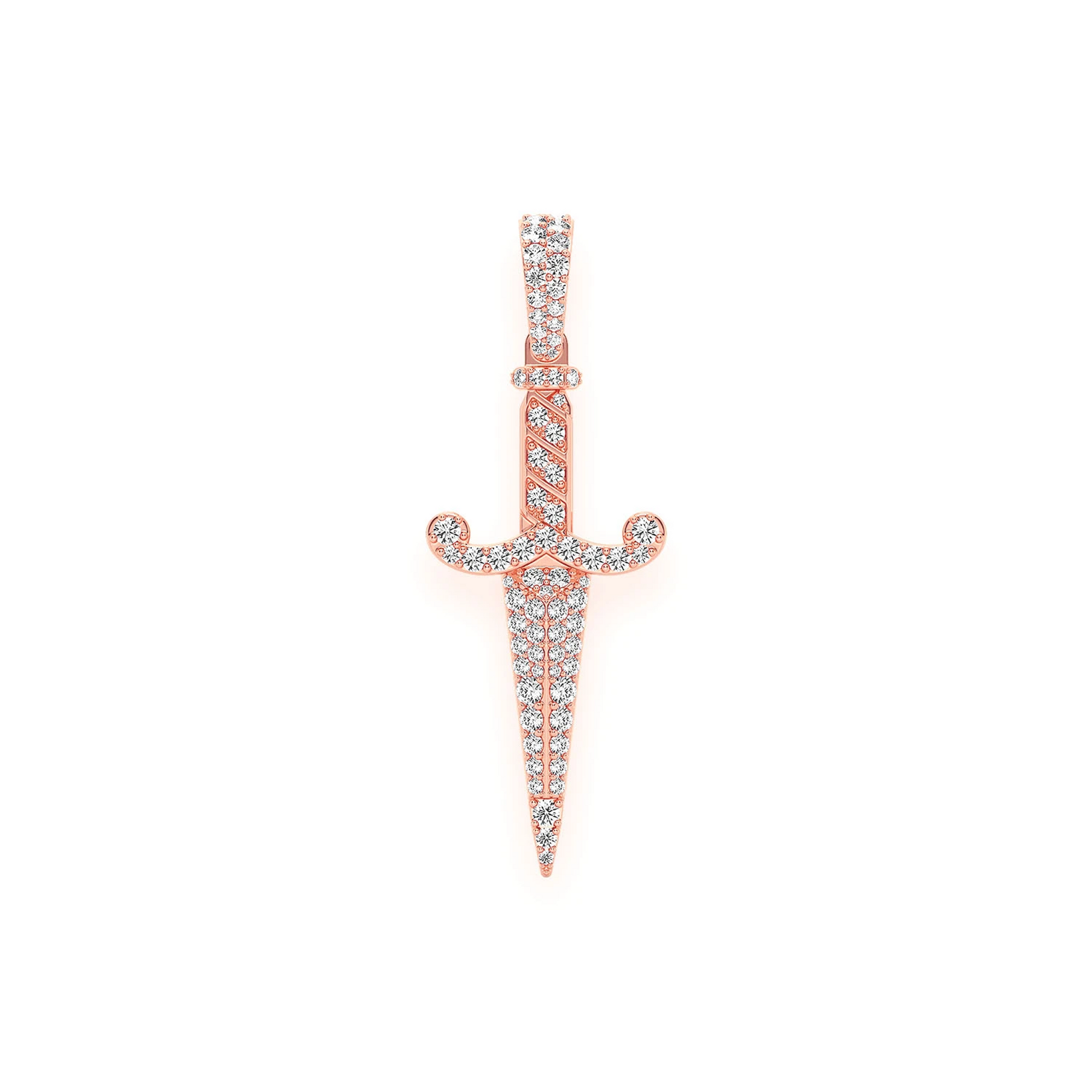 Dagger Pendant in 14K rose gold, Statement | 1.50ctw, front view