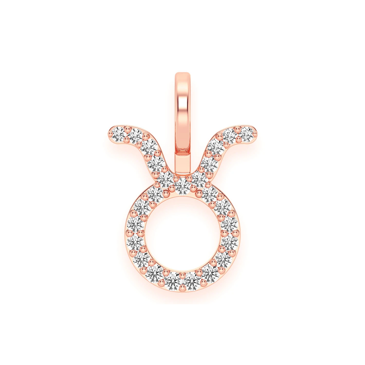 Astrology Zodiac Diamond Pendant in 14K rose gold, Taurus design, front view