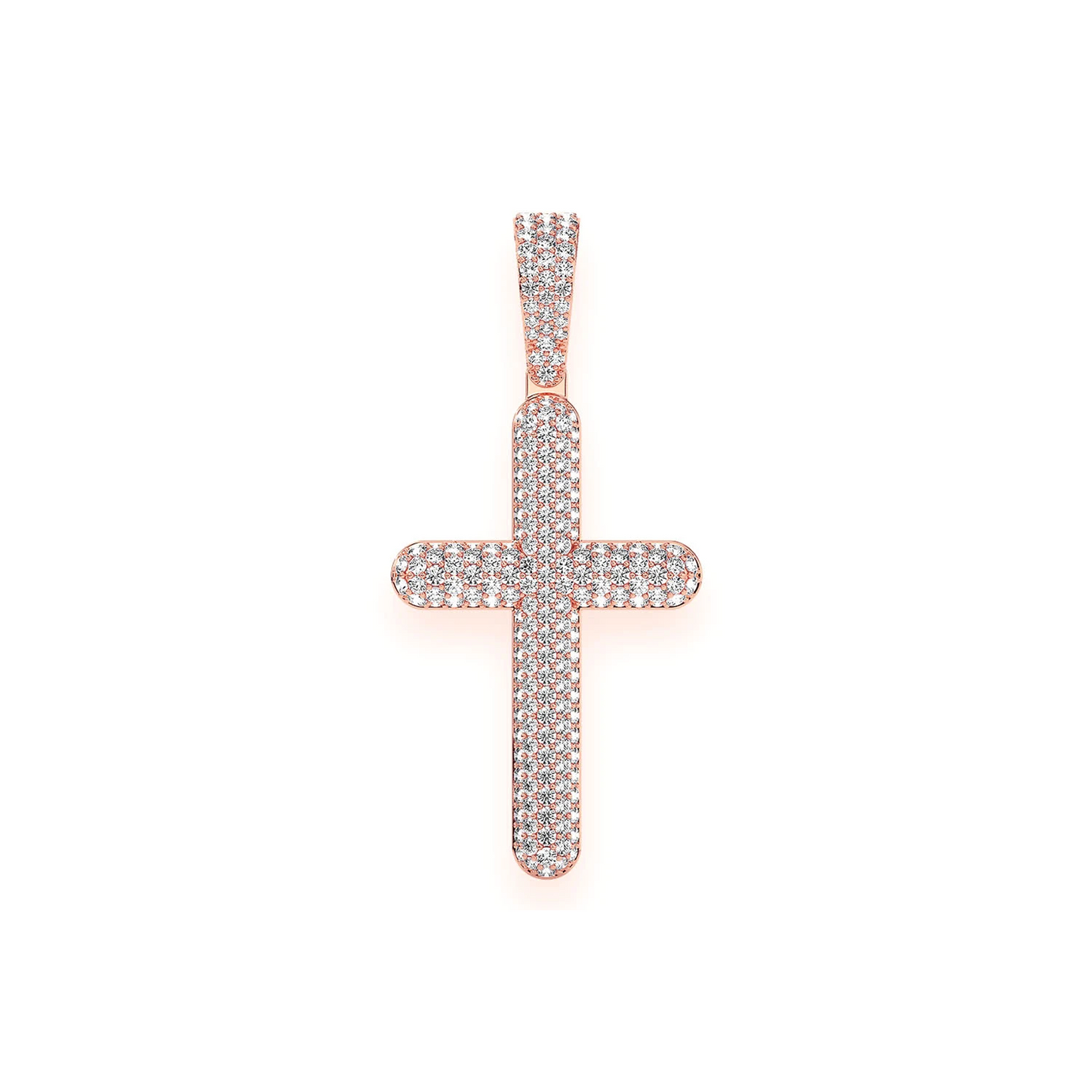 Bubbly Diamond Cross Pendant in 14K rose gold, Large | 2.00ctw, front view