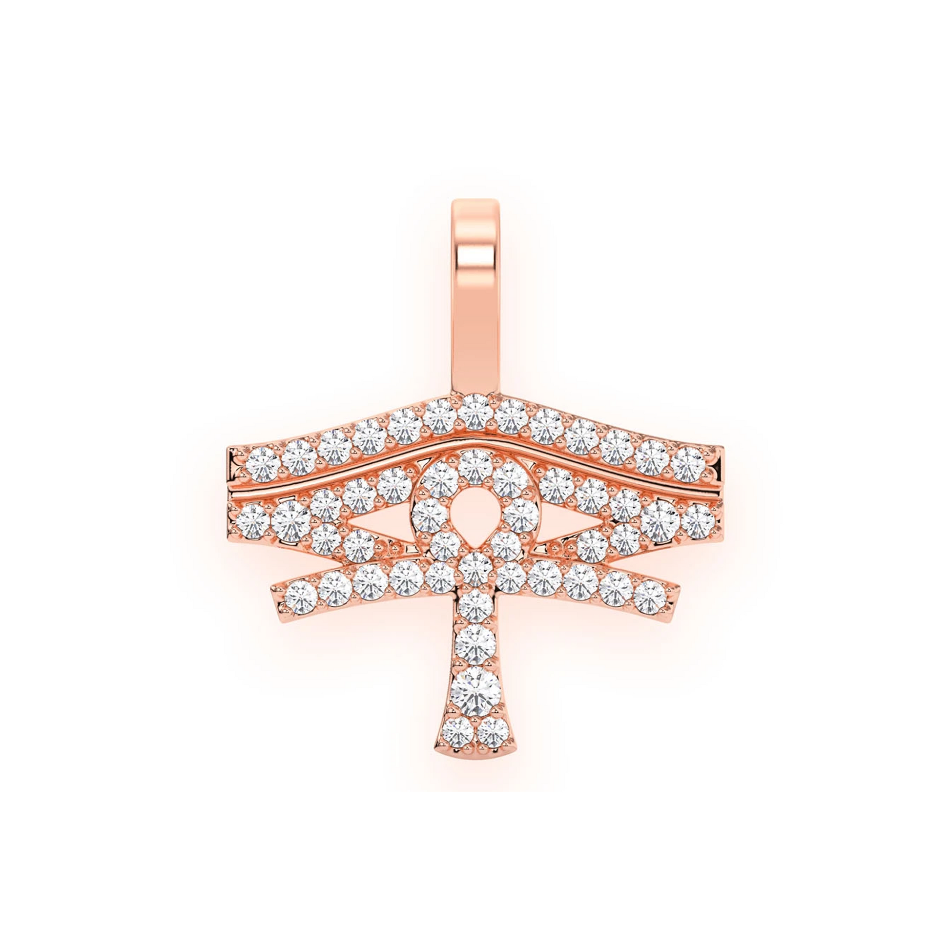 Eye of Ra Ankh Diamond Pendant in 14K rose gold, front view