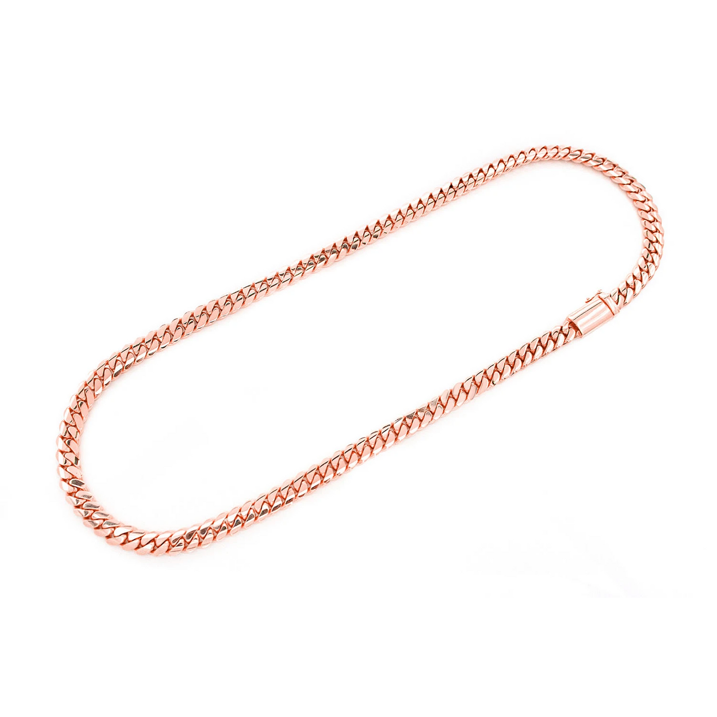 Miami Cuban Gold Chain in 14K rose gold, 8mm width, angled view