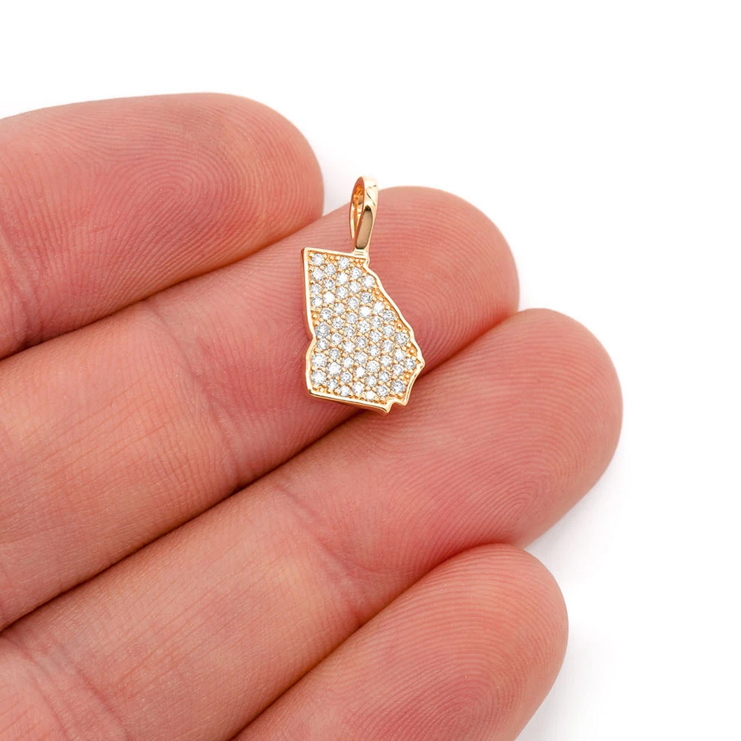 US State Diamond Pendant in 14K yellow gold, Georgia design, alternate view