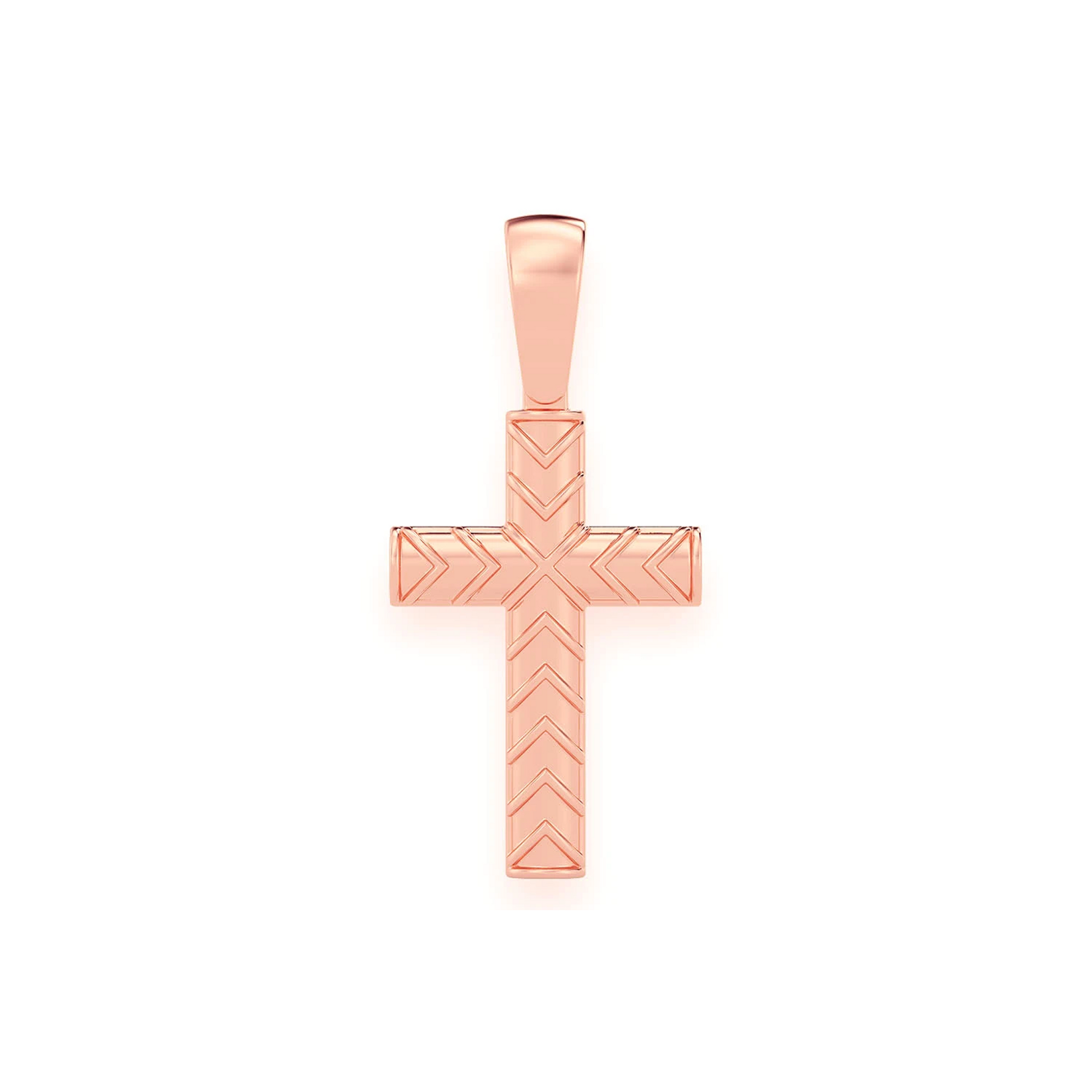 X Design Cross Pendant in 14K rose gold, Pure | Solid Gold, front view