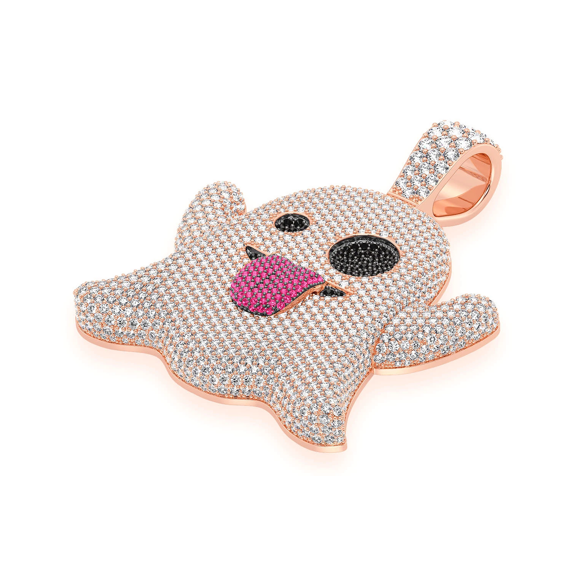 Ghost Ruby & Diamond Pendant in 14K rose gold, 8.35ctw, angled view