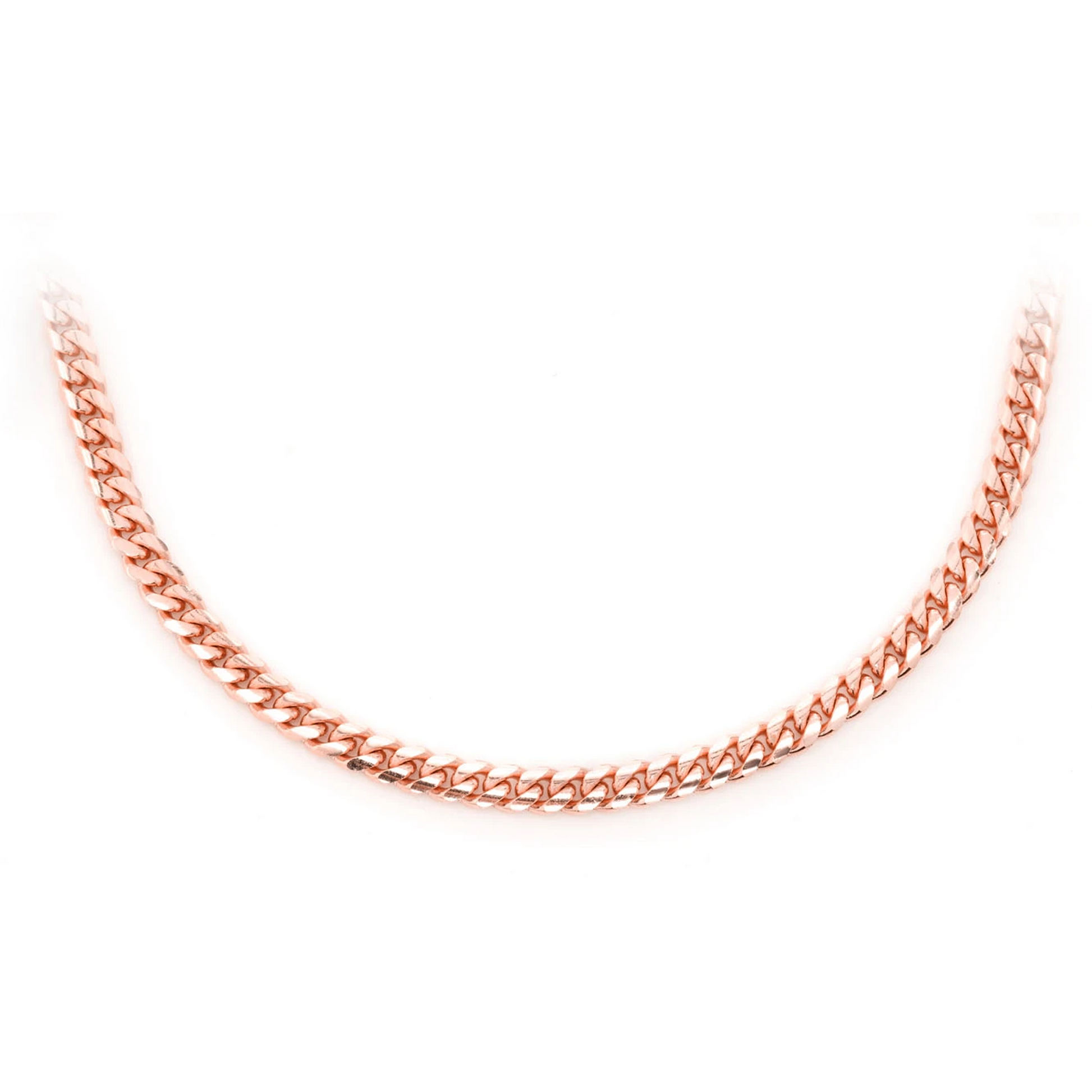 Miami Cuban Gold Chain in 14K rose gold, 3mm width, front view
