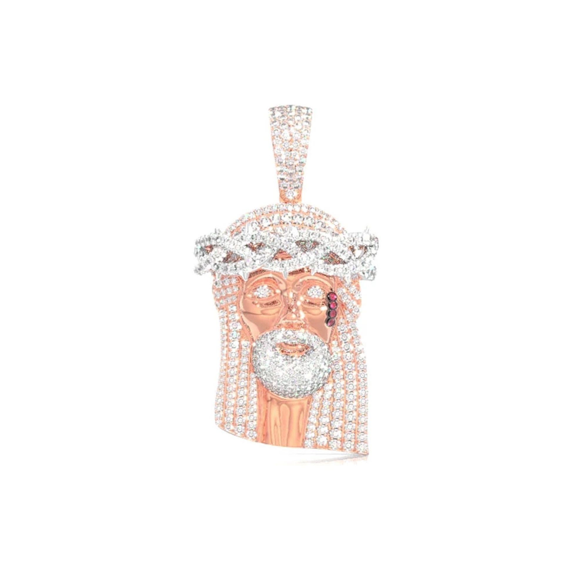 Icebox Pavé Jesus Piece in 14K rose gold, 3.75ctw, front view