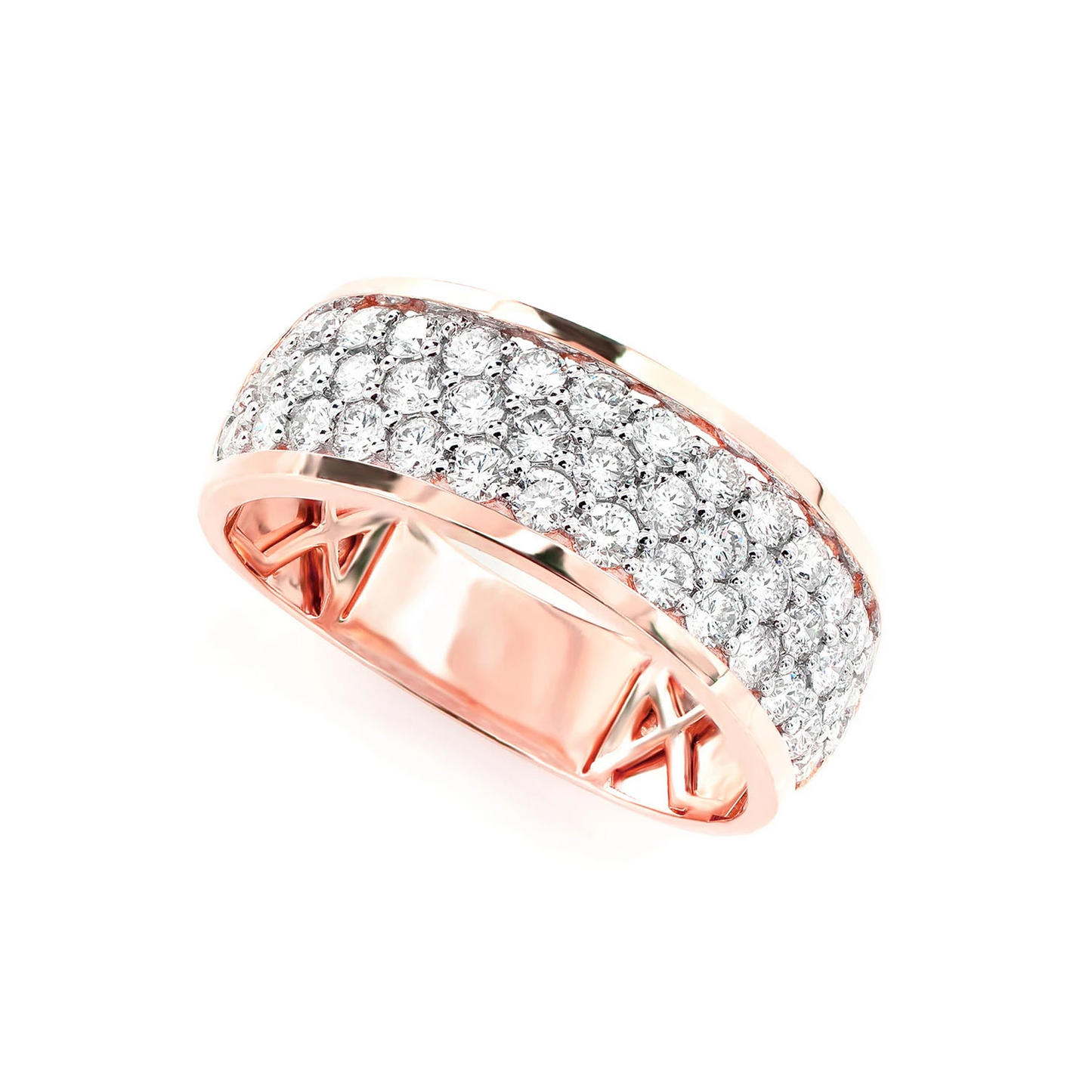 Three Row Diamond Band Ring