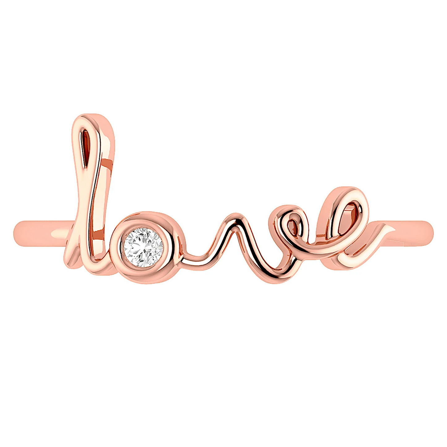 Love Script Diamond Ring in 14K rose gold, front view