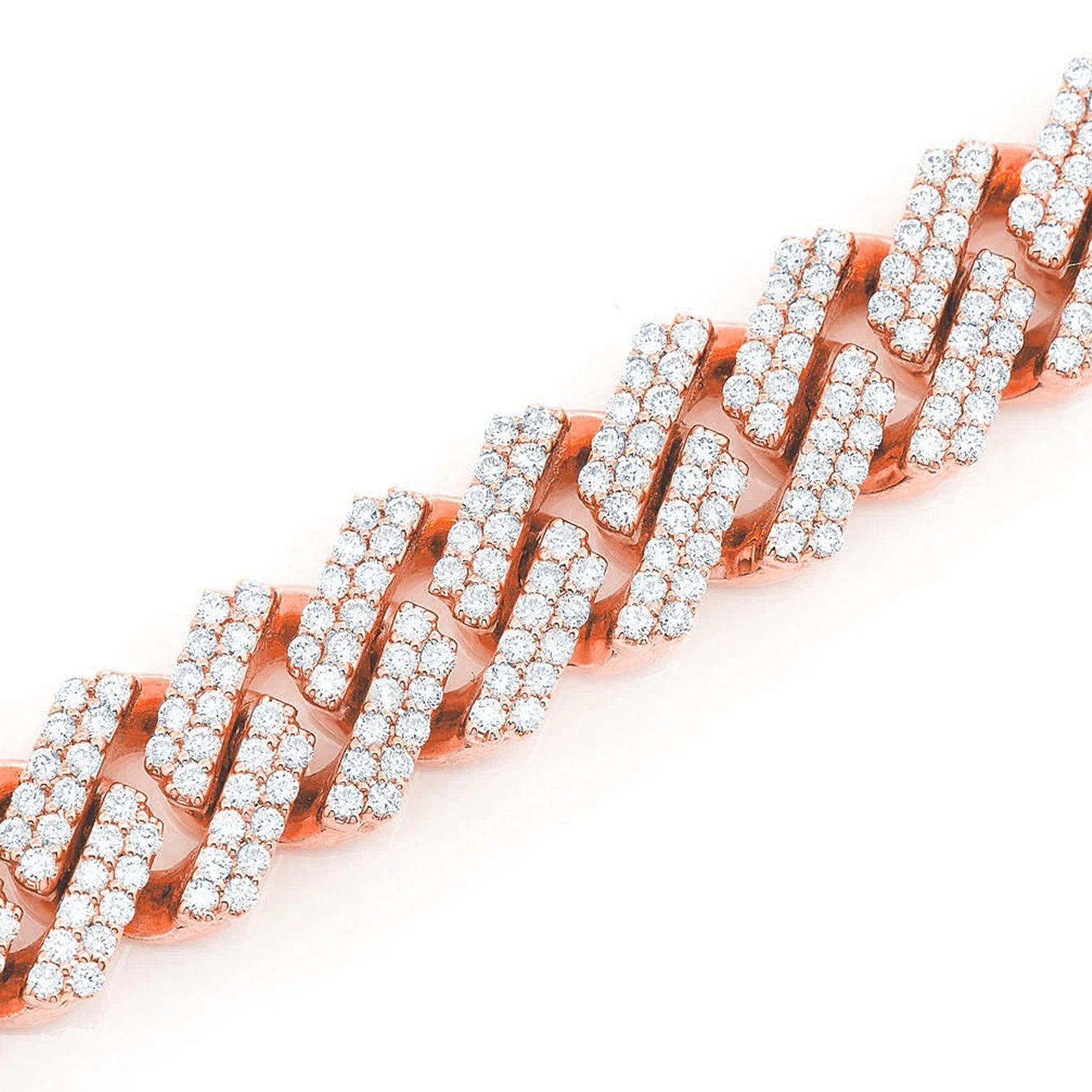 Raised Cuban Diamond Bracelet in 14K rose gold, 11mm | 8.50ctw width, detail view