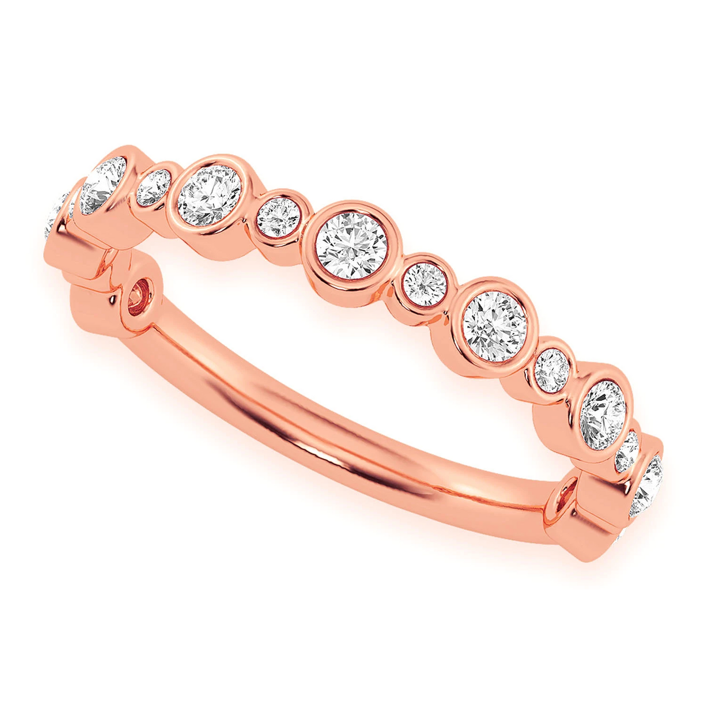 Bezel Set Band Ring in 14K rose gold, detail view