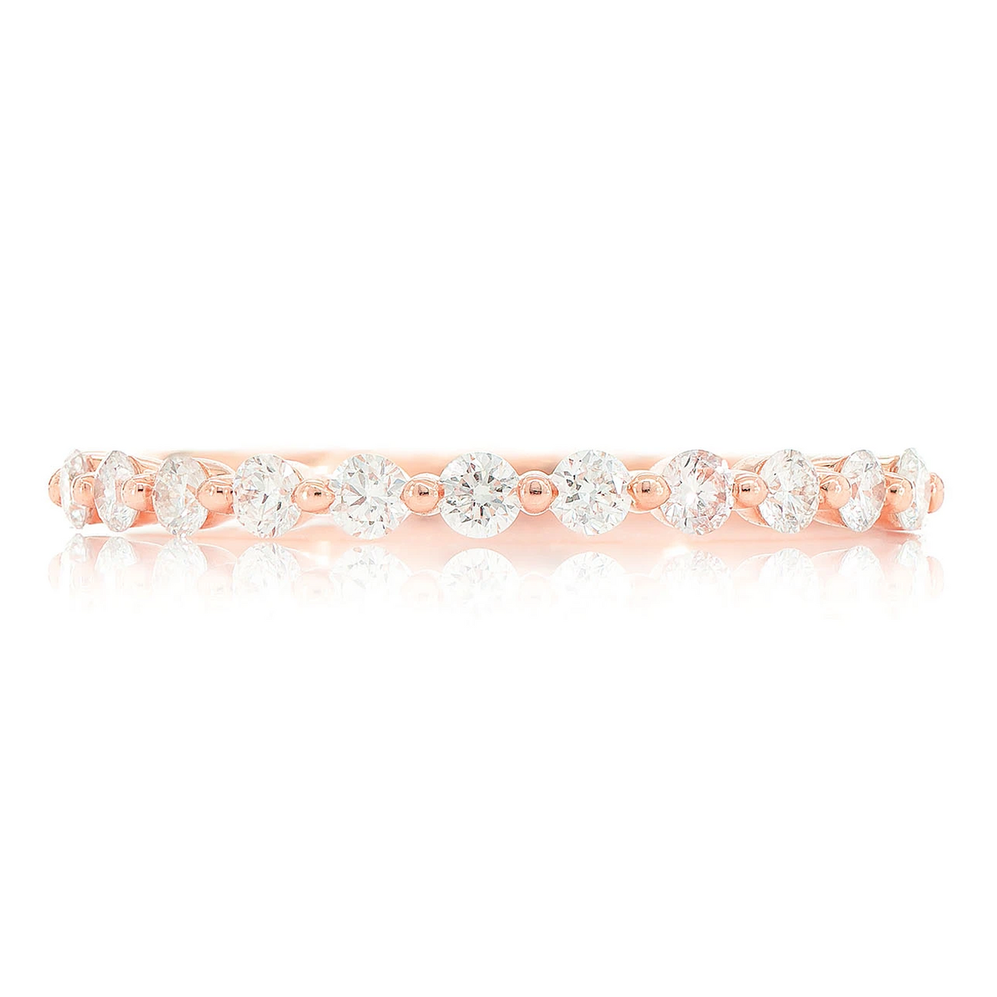 Pinched Diamond Stackable Ring in 14K rose gold, front view
