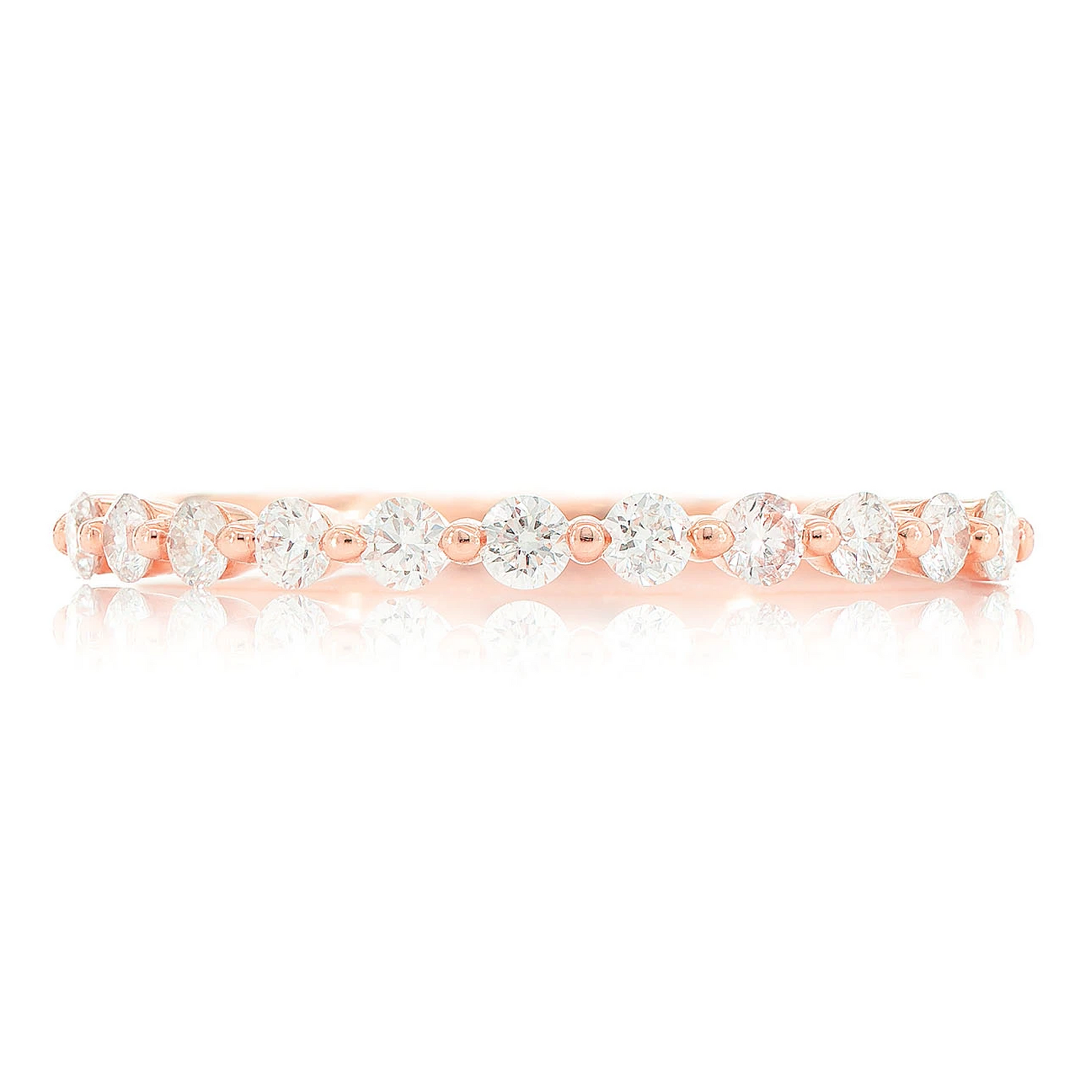 Pinched Diamond Stackable Ring in 14K rose gold, front view