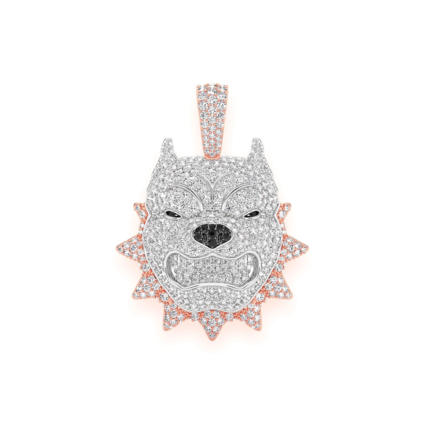 Pitbull Diamond Pendant in 14K rose gold, Statement | 3.00ctw, front view