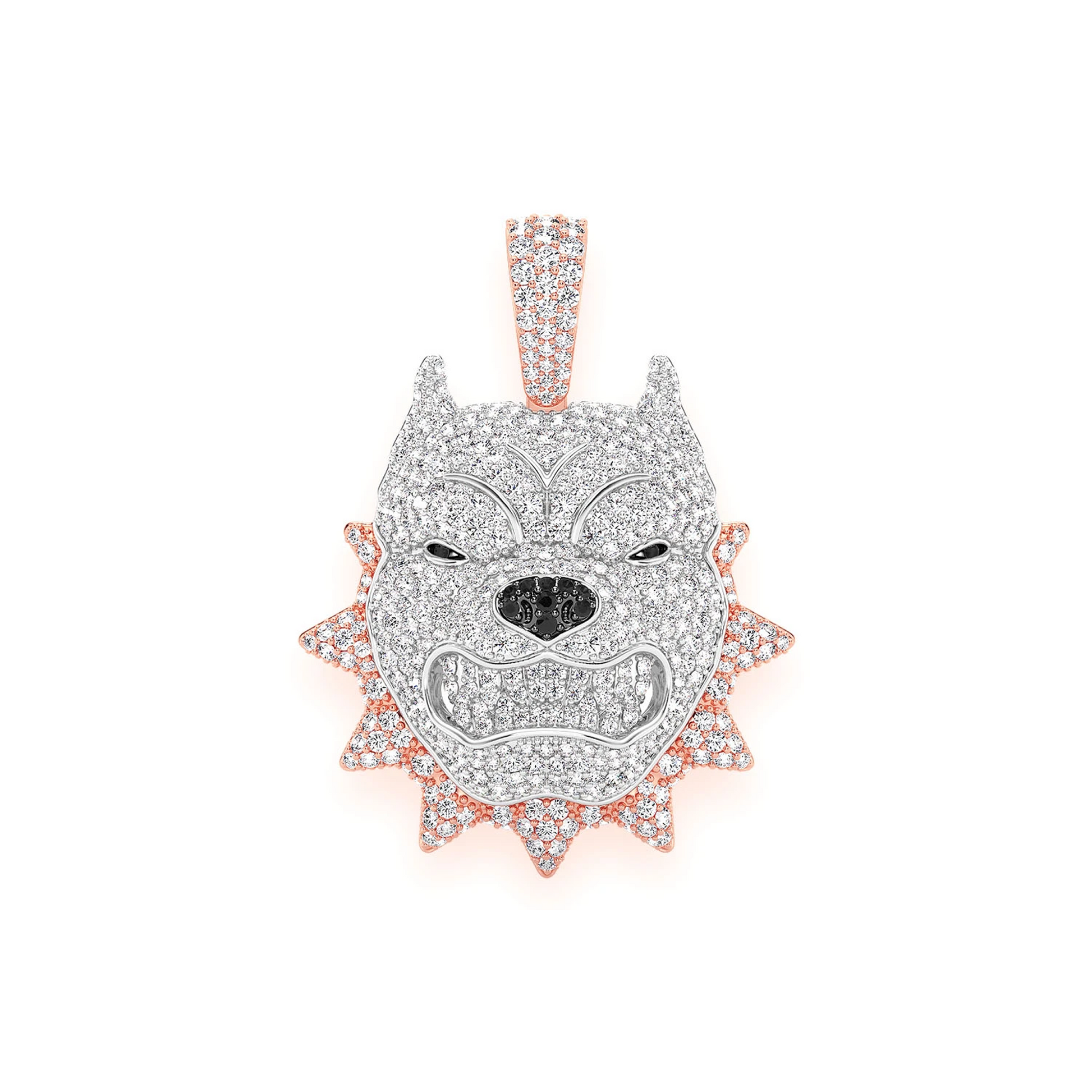 Pitbull Diamond Pendant in 14K rose gold, Statement | 3.00ctw, front view