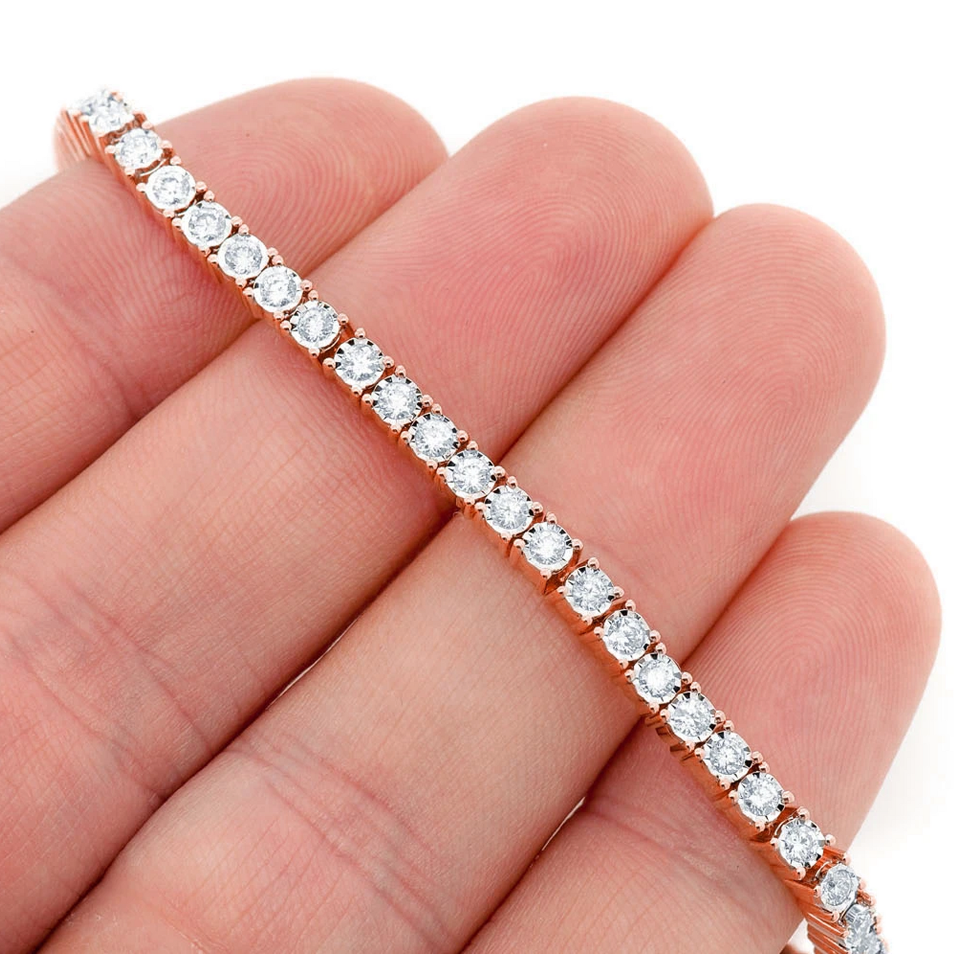 Miracle Diamond Tennis Bracelet in 14K rose gold, 6pt / 2.75ctw, detail view