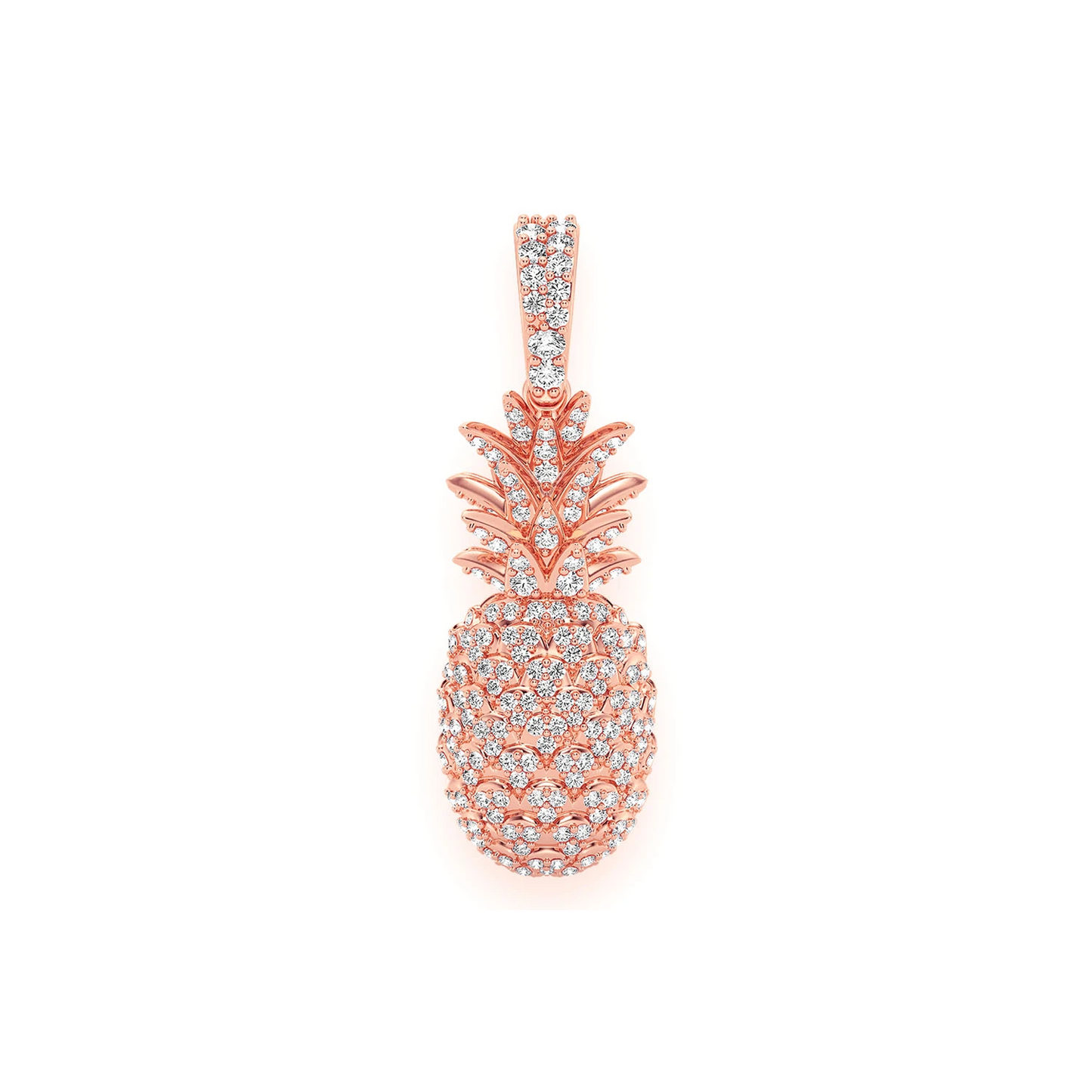 Pineapple Diamond Pendant in 14K rose gold, front view
