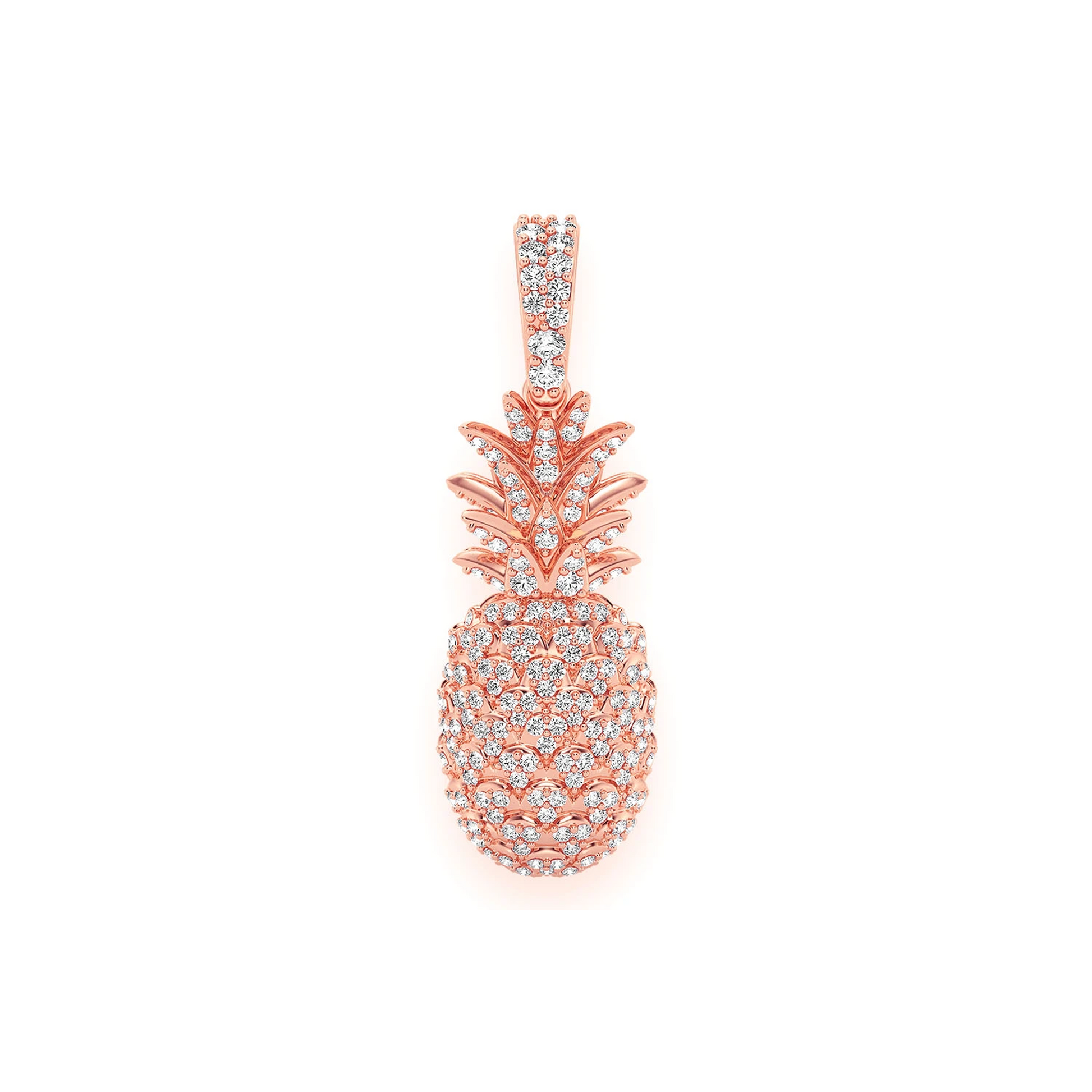 Pineapple Diamond Pendant in 14K rose gold, front view