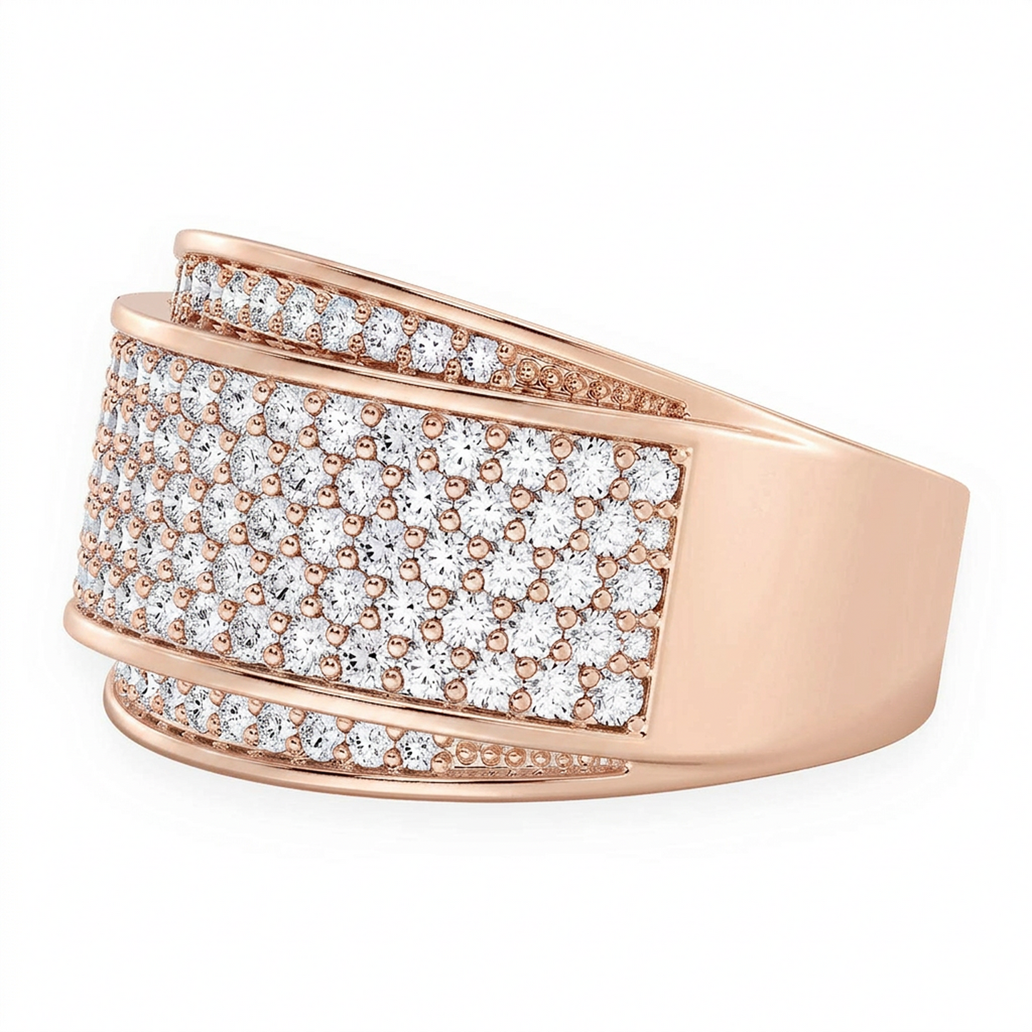 Bandana Diamond Ring in 14K rose gold, angled view