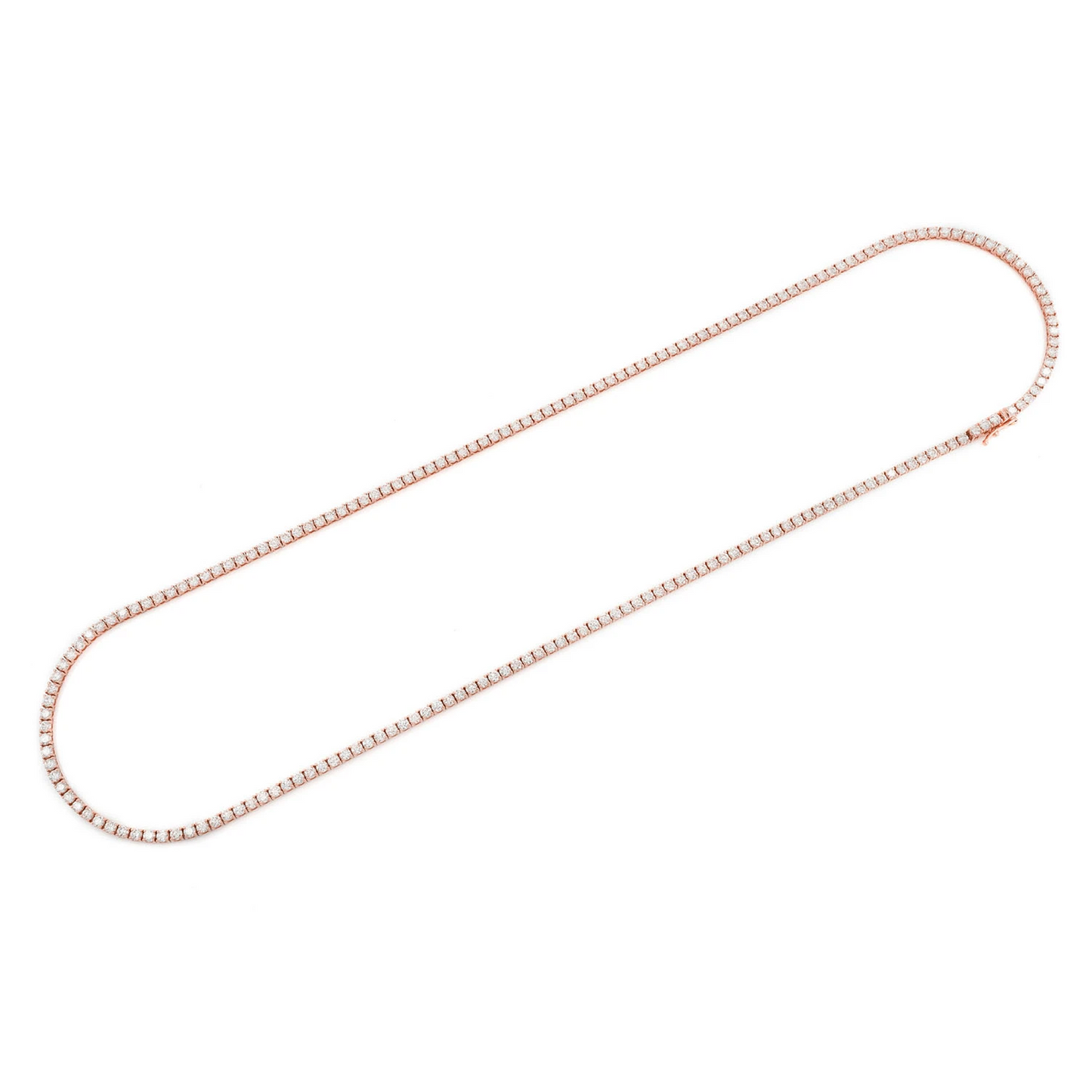 Prong Diamond Tennis Necklace in 14K rose gold, 5pt / 11.00ctw, detail view