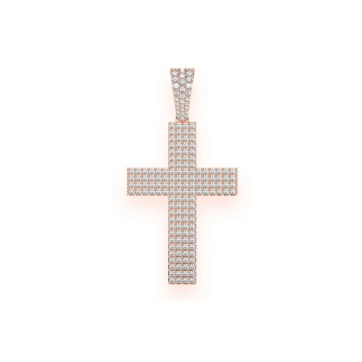 Pavé Cross Pendant in 14K rose gold, front view