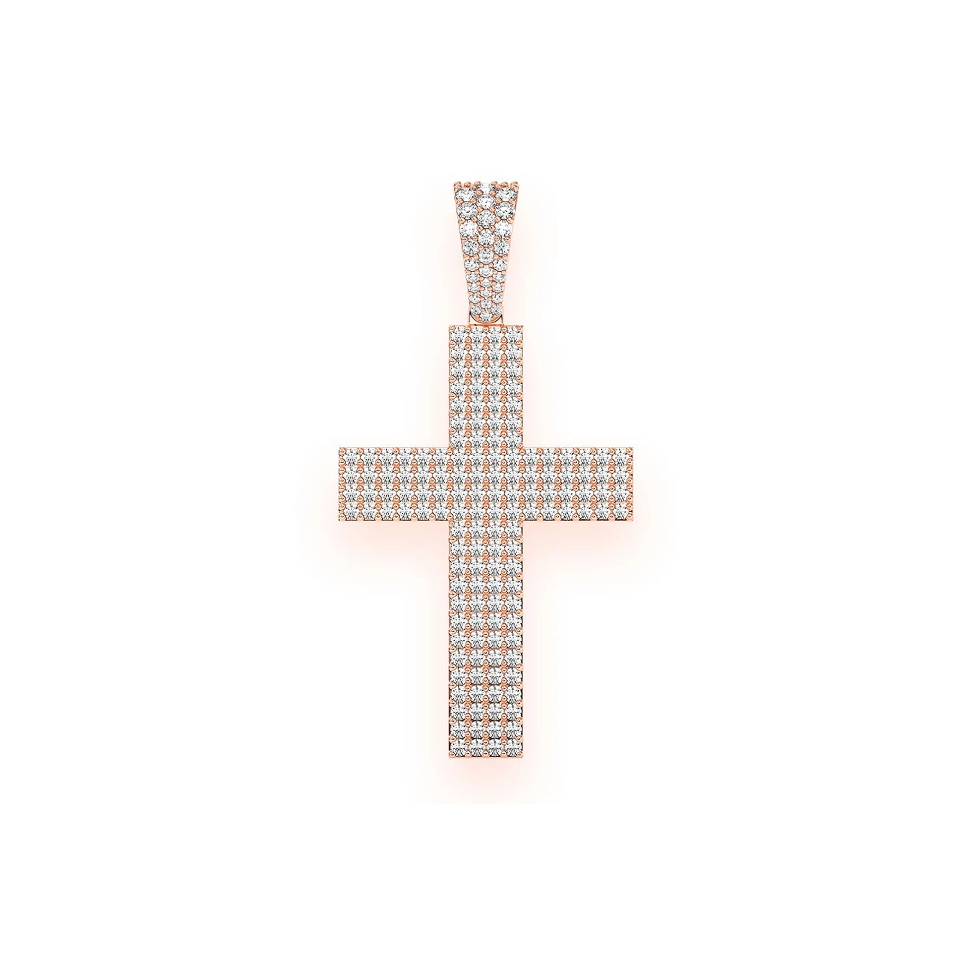 Pavé Cross Pendant in 14K rose gold, front view