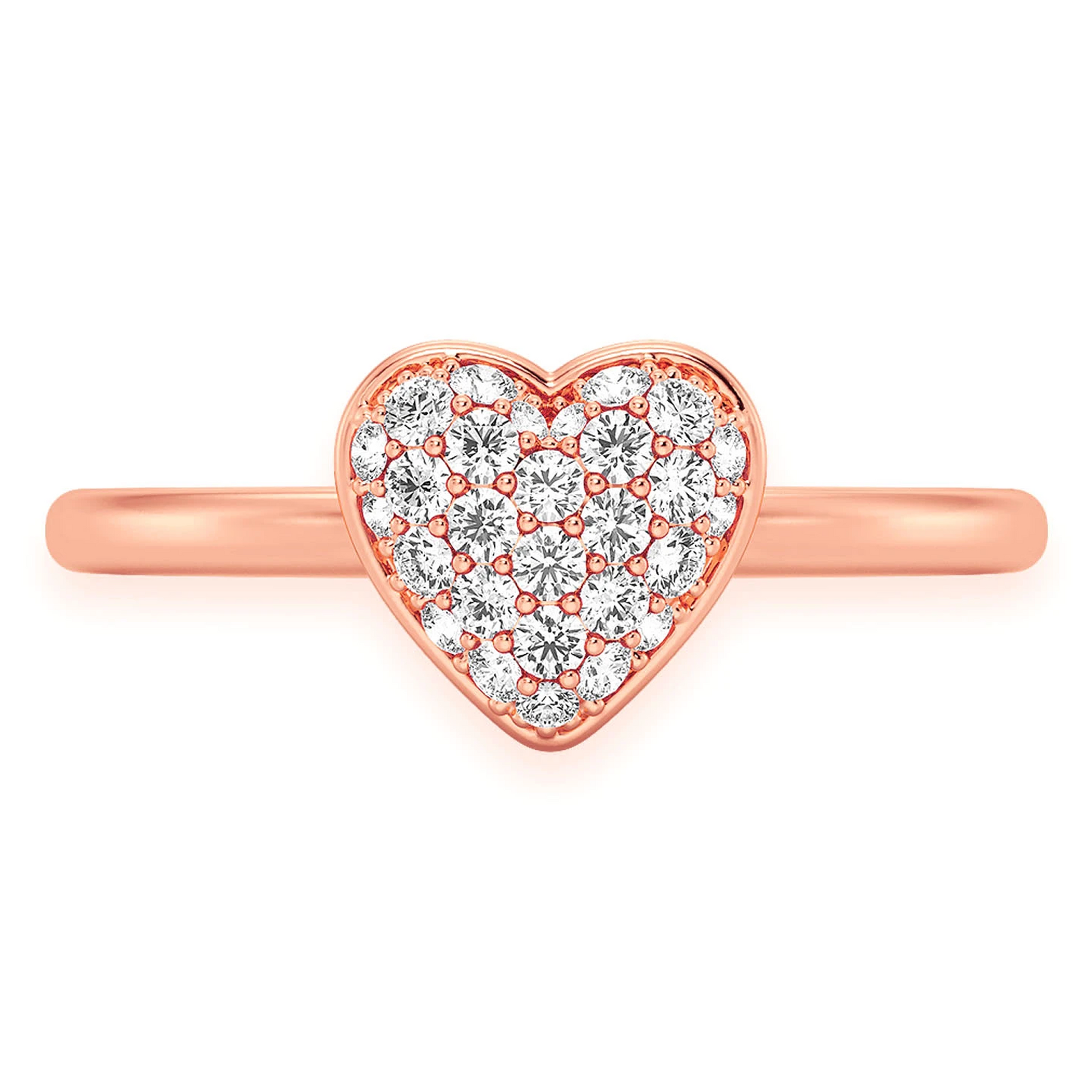 Bubbly Heart Diamond Ring in 14K rose gold, 0.20ctw, front view