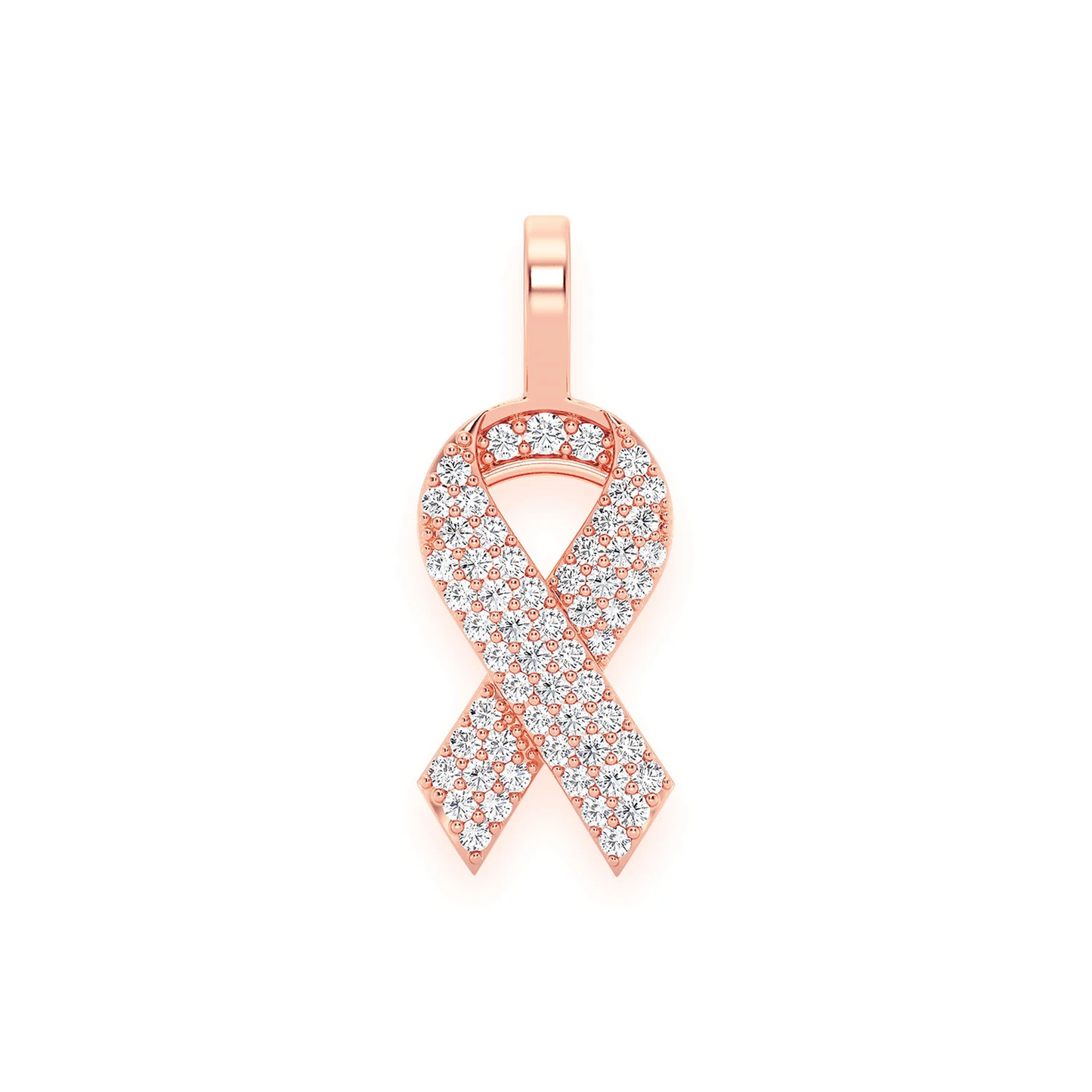 Awareness Ribbon Diamond Pendant in 14K rose gold, front view