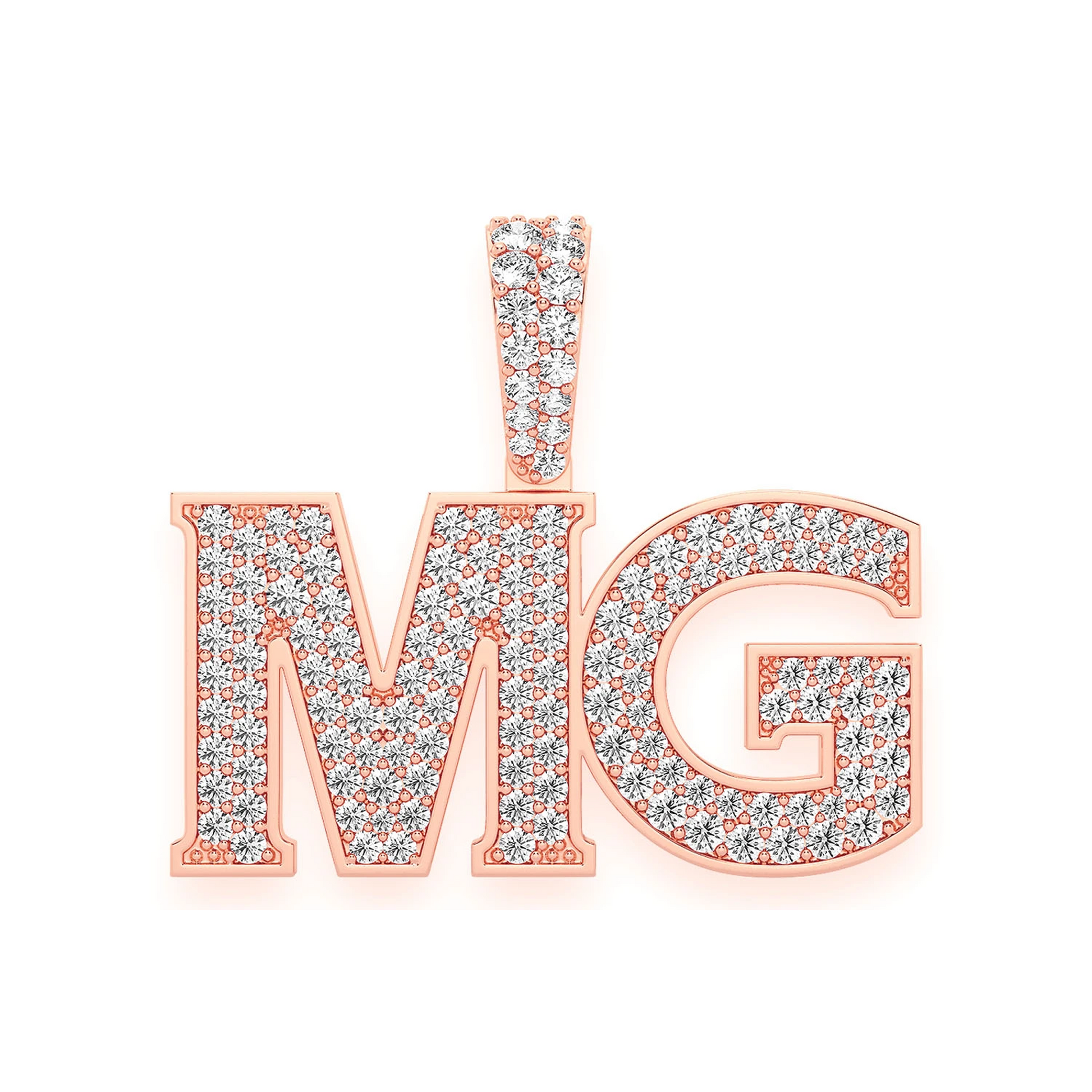 Heavy Serif Letter Pendant in 14K rose gold, front view