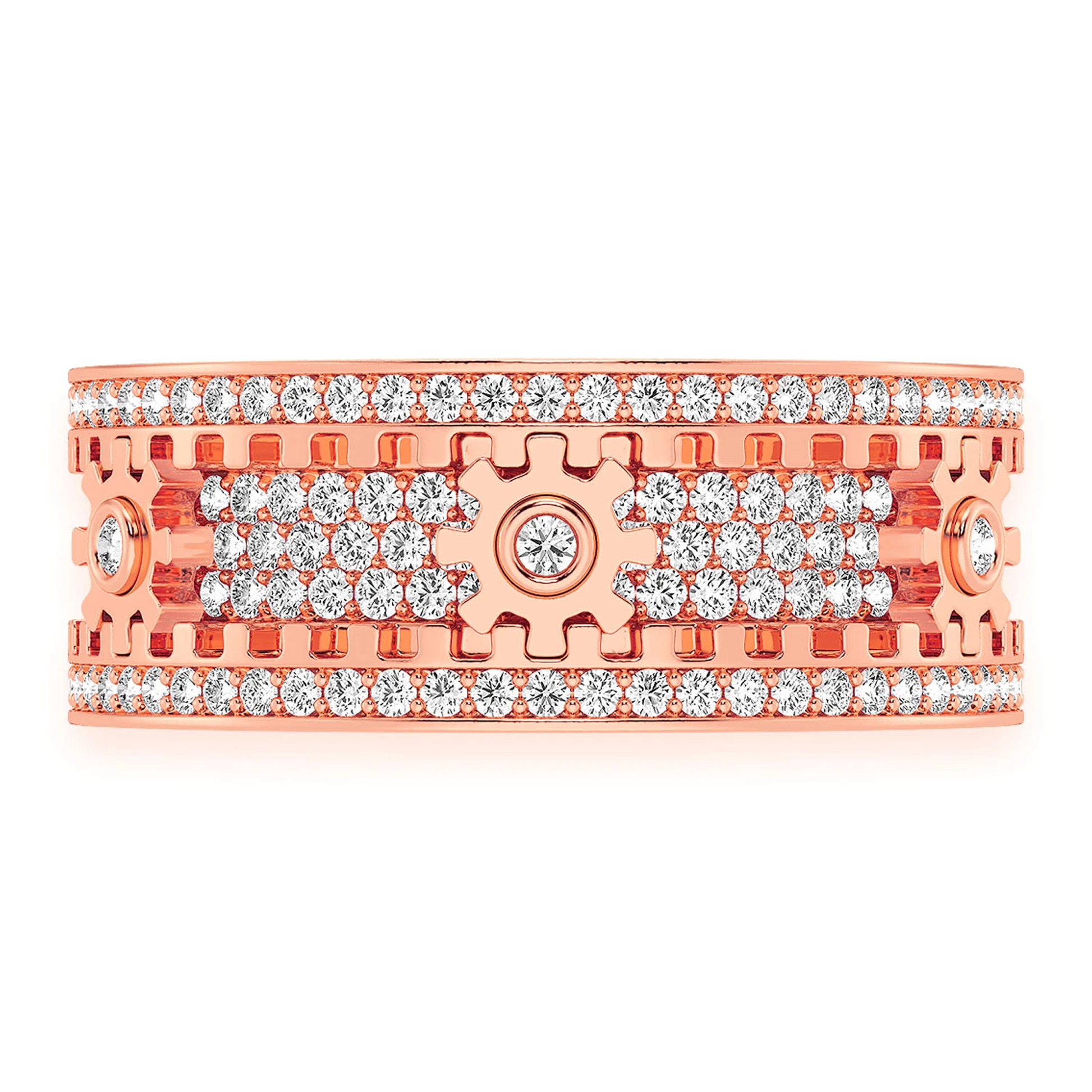 Fidget Gear Diamond Ring in 14K rose gold, front view