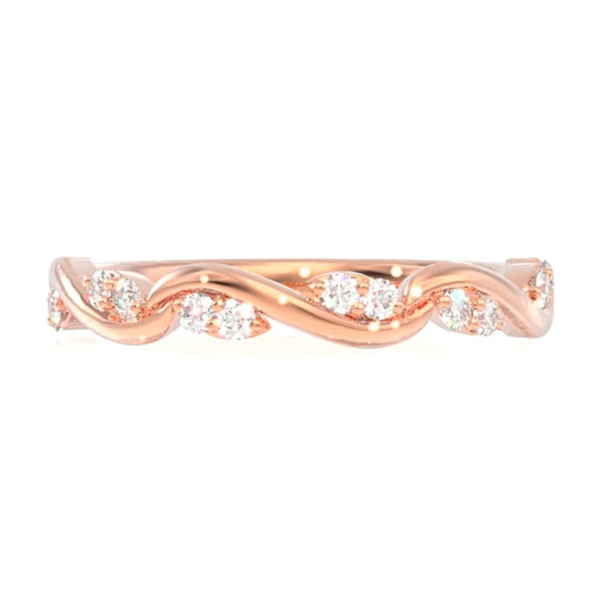 Leaf on Vine Diamond Band in 14K rose gold, front view